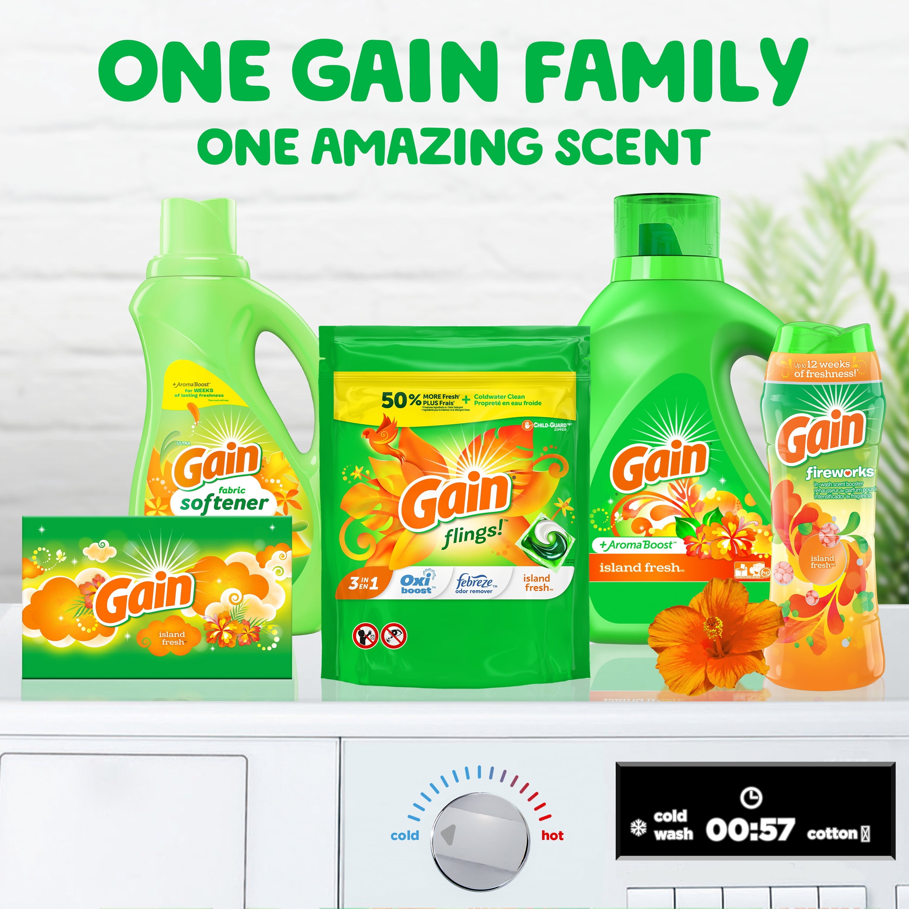Gain Flings Liquid Laundry Detergent - Island Fresh Scent, 16 Count