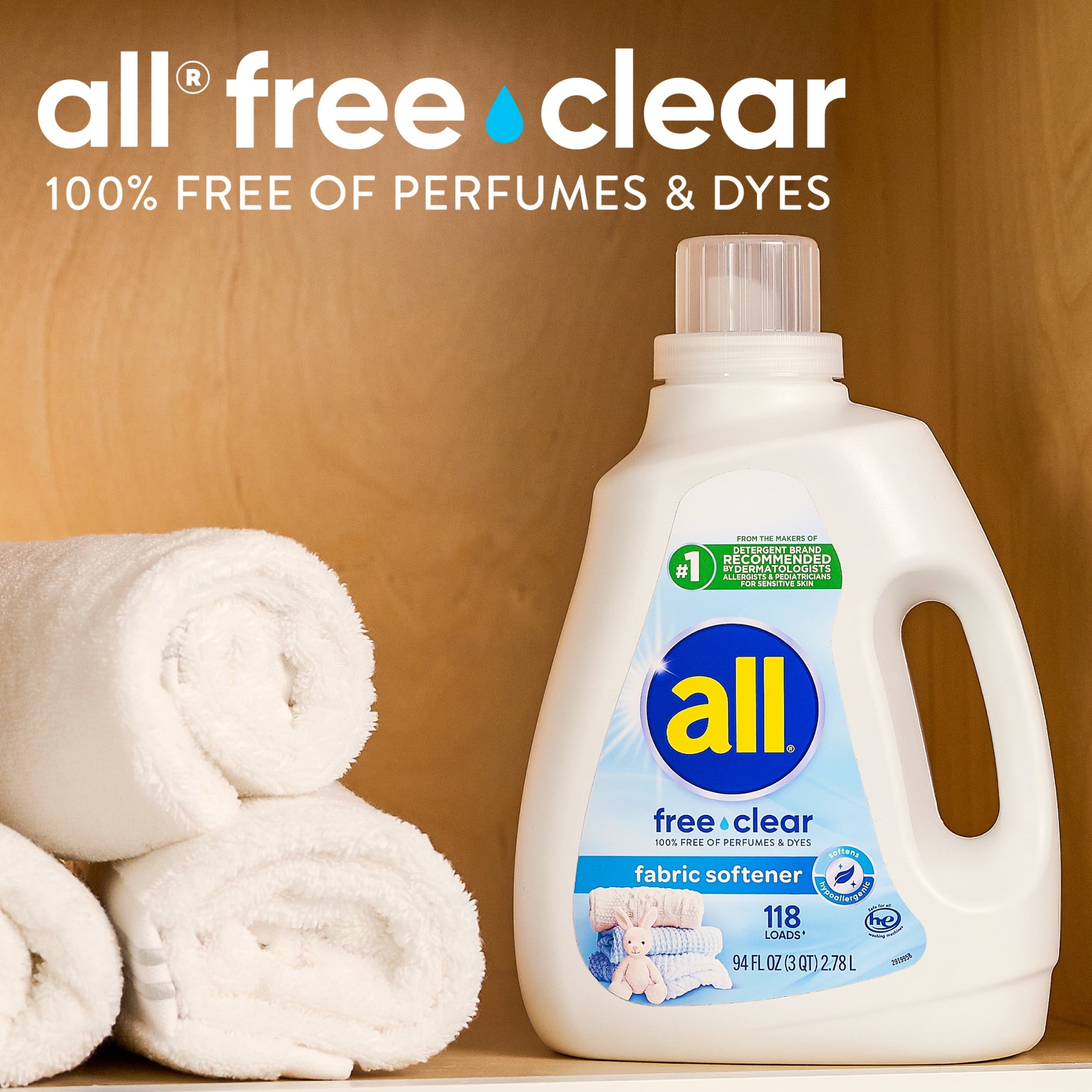 all Liquid Fabric Softener for Sensitive Skin - Free Clear, 40 fluid Ounces - 3-Pack