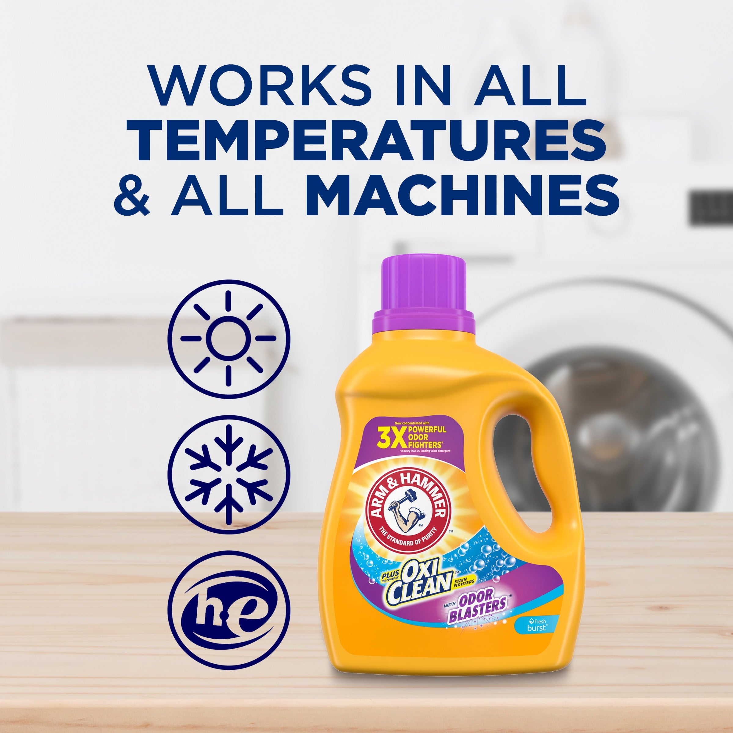 Arm & Hammer Plus OxiClean Odor Blasters Fresh Burst - 21 Loads Liquid Laundry Detergent, 27.5 Fl oz