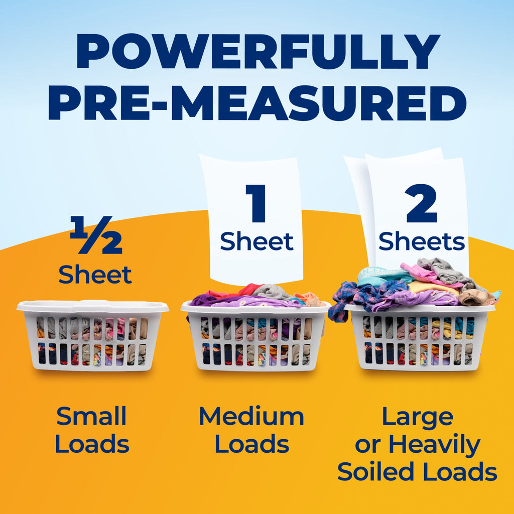 ARM & HAMMER Power Sheets Laundry Detergent - Fragrance Free, 60 Count, Up to 120 Small Loads
