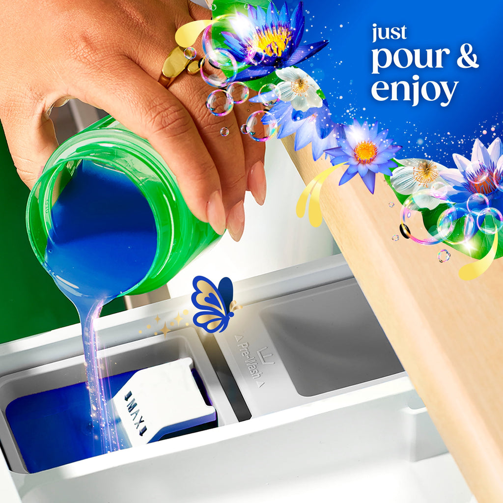 Gain Plus Laundry Detergent Liquid - Now with Odor Defense + OXI, Waterfall Delight Scent, 60 fl oz, 45 Loads