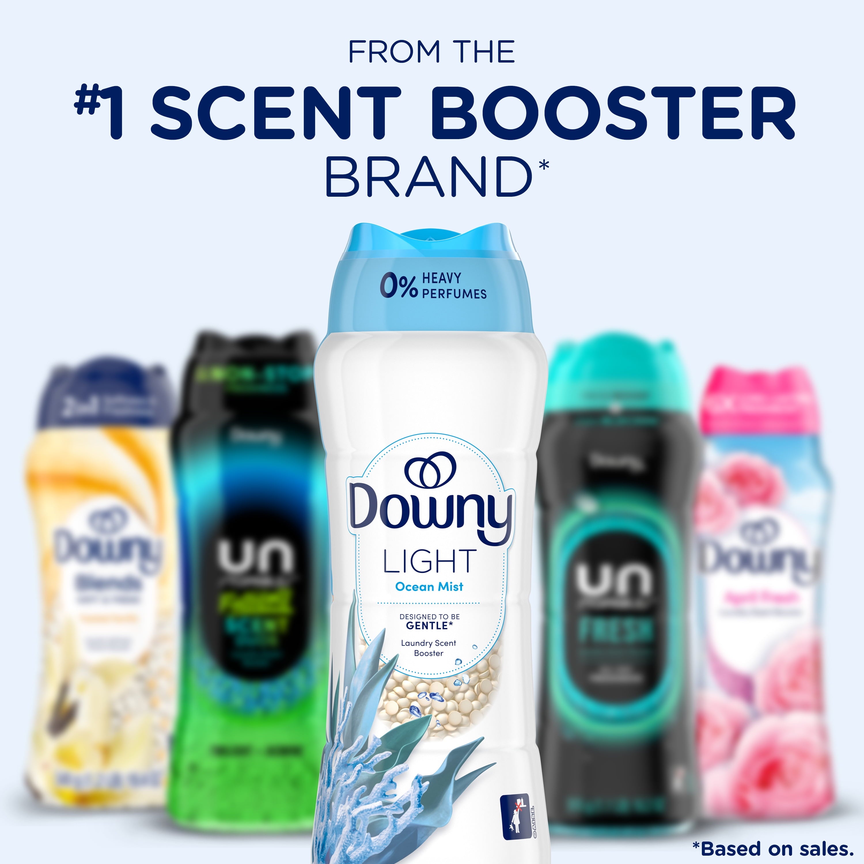 Downy Light In-Wash Scent Booster Laundry Beads - No Heavy Perfumes, Ocean Mist Scent, 18.2 oz
