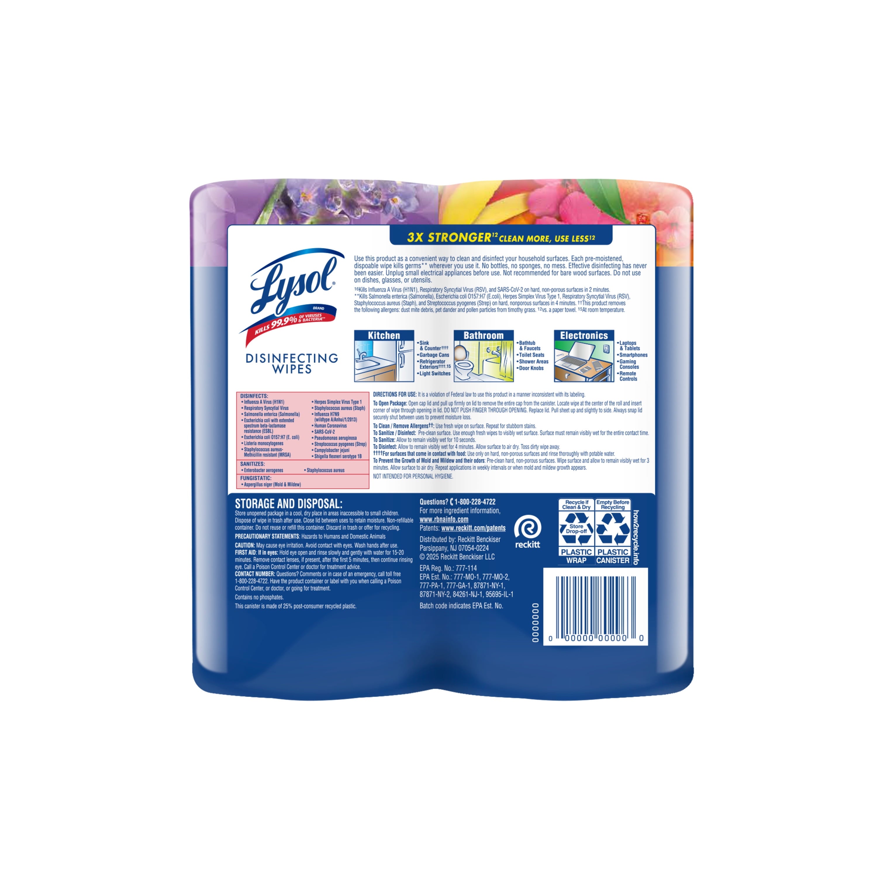 Lysol Disinfecting Wipes - All-Purpose Cleaner, Multi Surface Antibacterial Cleaning Wipes, Cleaning Supplies, Lavender + Mango Scents, 80 Count Each (Pack of 2)