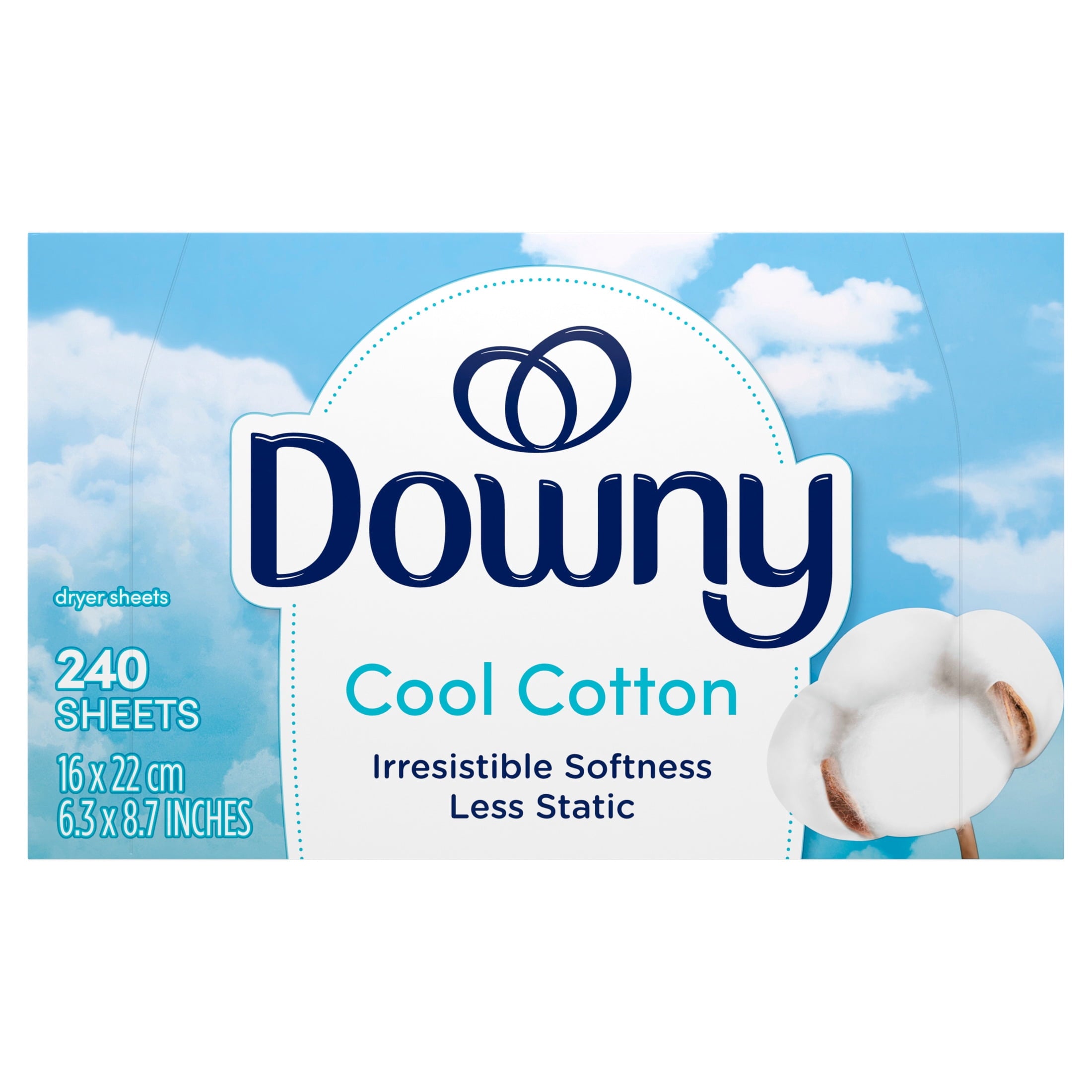 Downy Fabric Softener Dryer Sheets - Cool Cotton Scent, 240 Count