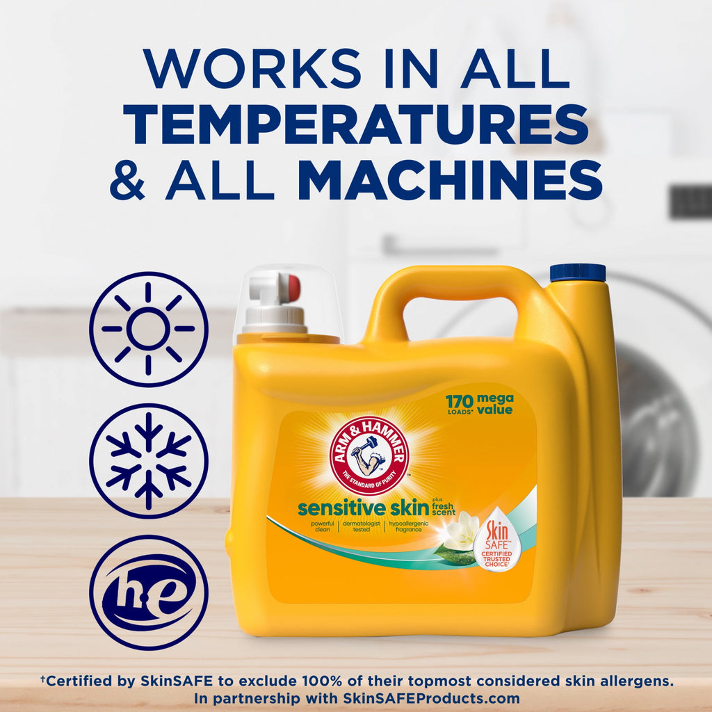 ARM & HAMMER Sensitive Skin Plus Fresh Scent - 170 Loads Liquid Laundry Detergent, 170 fl oz