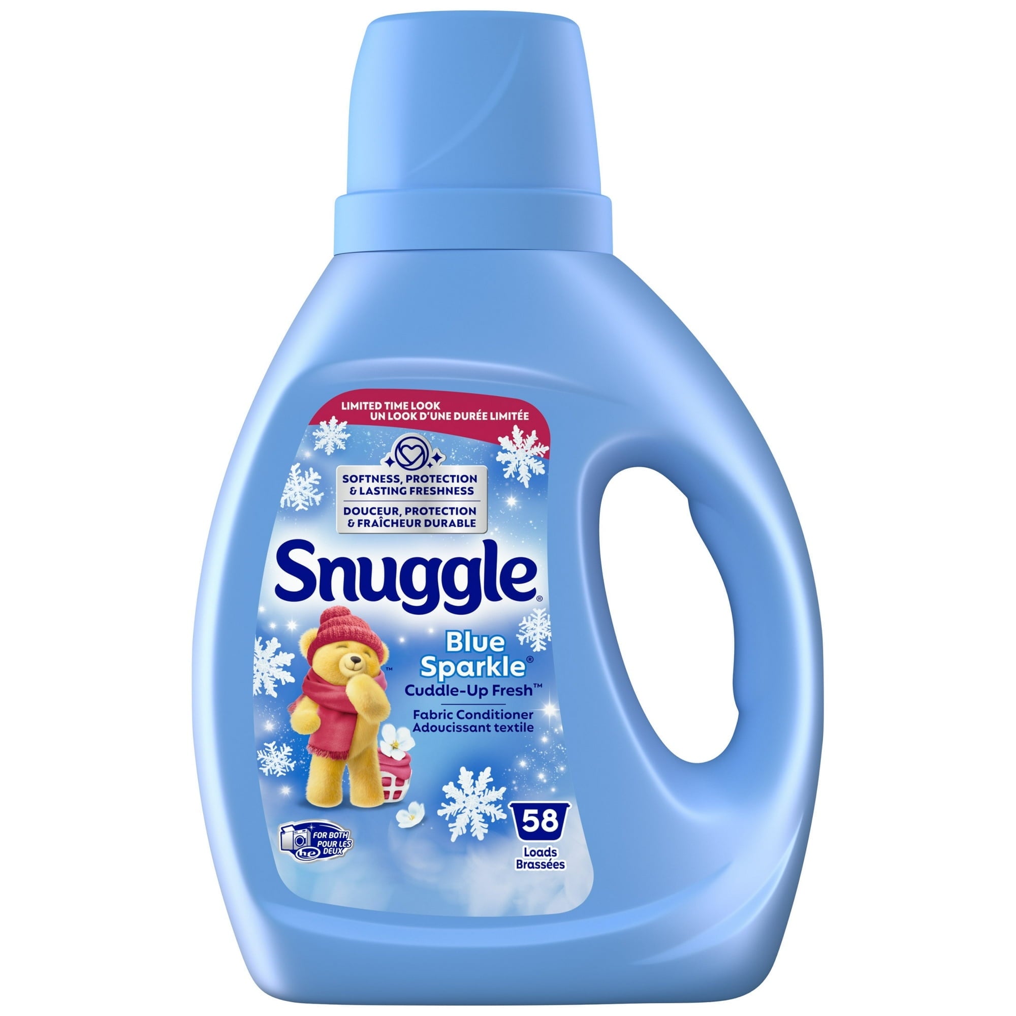 Snuggle Blue Sparkle Liquid Fabric Softener 39.4 oz - 58 Loads with Microfiber Solid Color Towel by BundleEase
