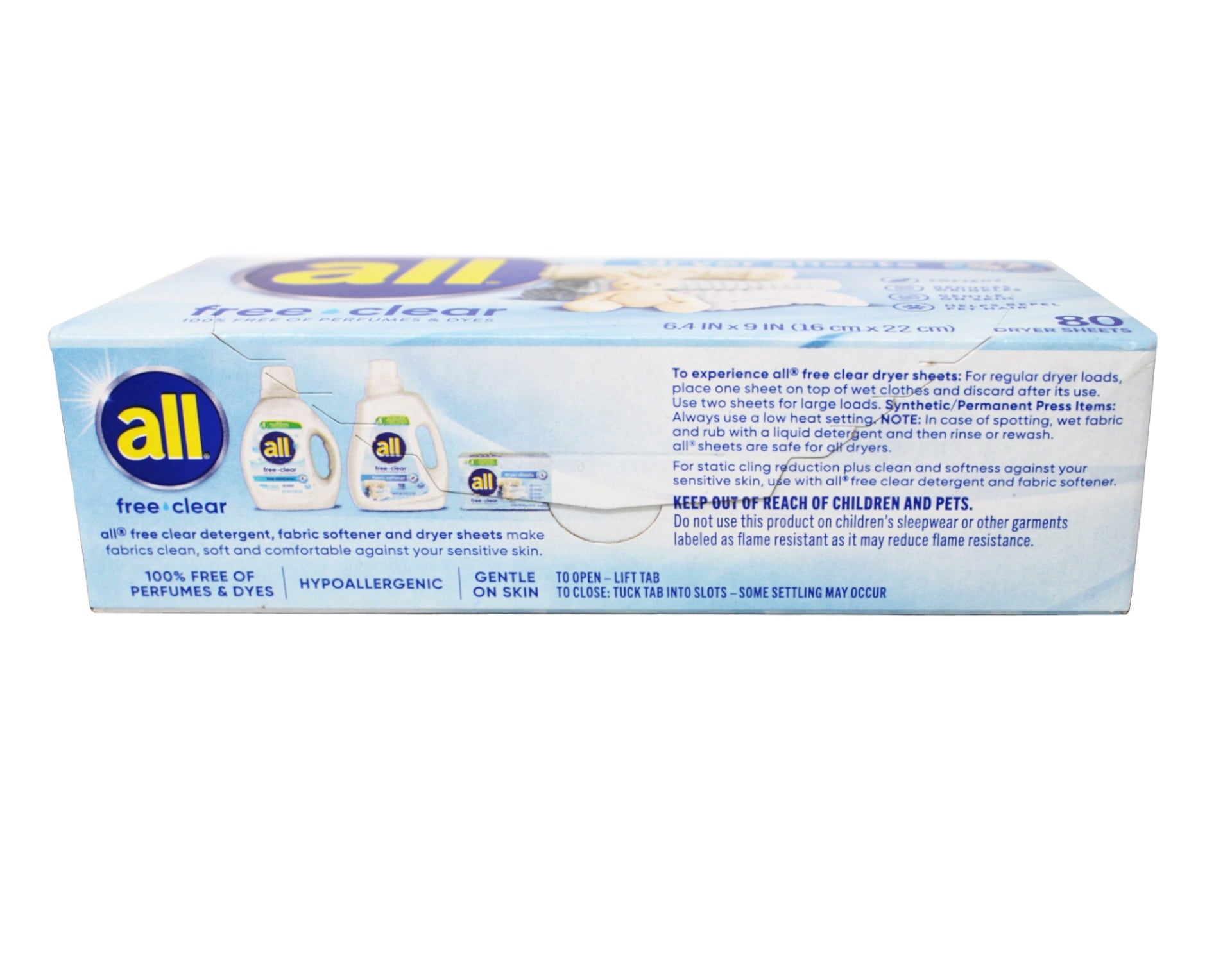 All Free Clear Static Control Dryer Sheets Value Pack - Free Clear, 80 Count, 6 Pack