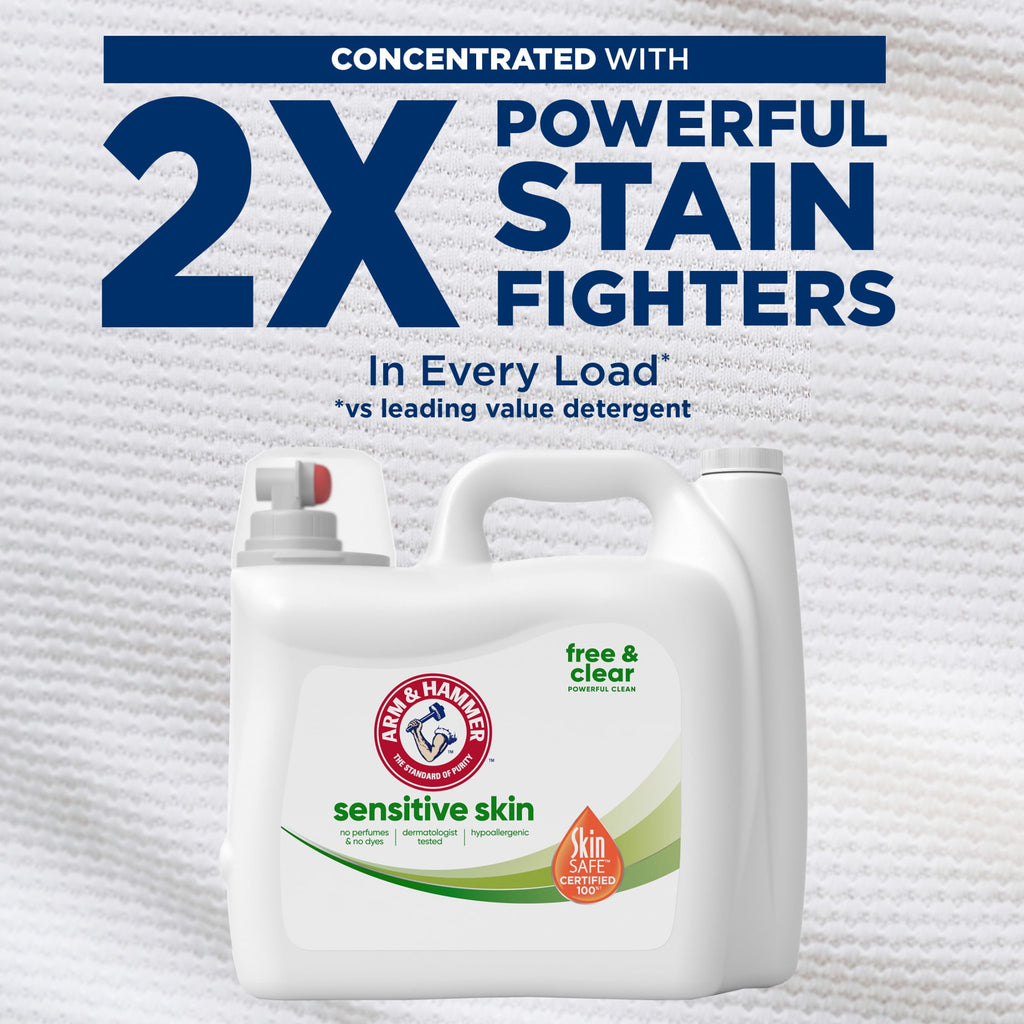 ARM & HAMMER Sensitive Skin Free & Clear Liquid Laundry Detergent Soap - 170 fl oz, 170 Loads