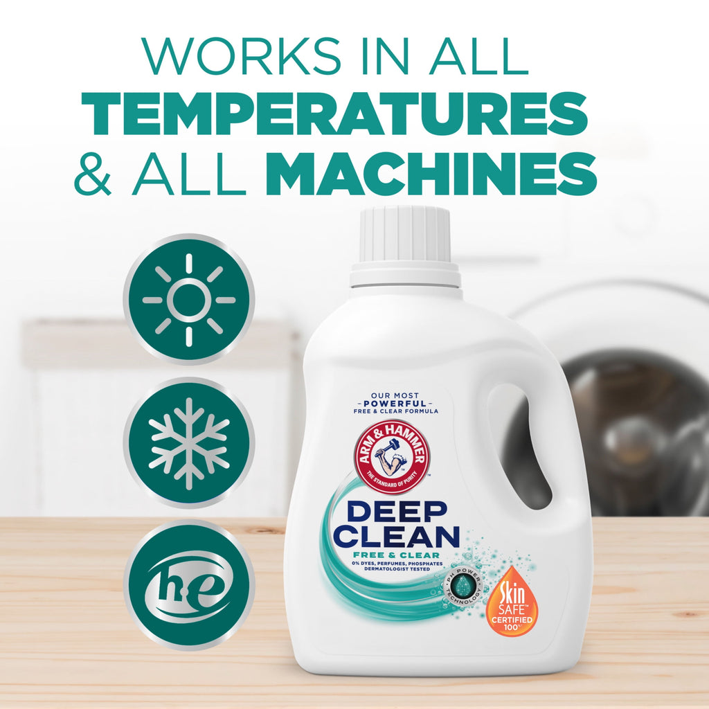 ARM & HAMMER Deep Clean Free & Clear Liquid Laundry Detergent - 102 fl oz, 68 Loads