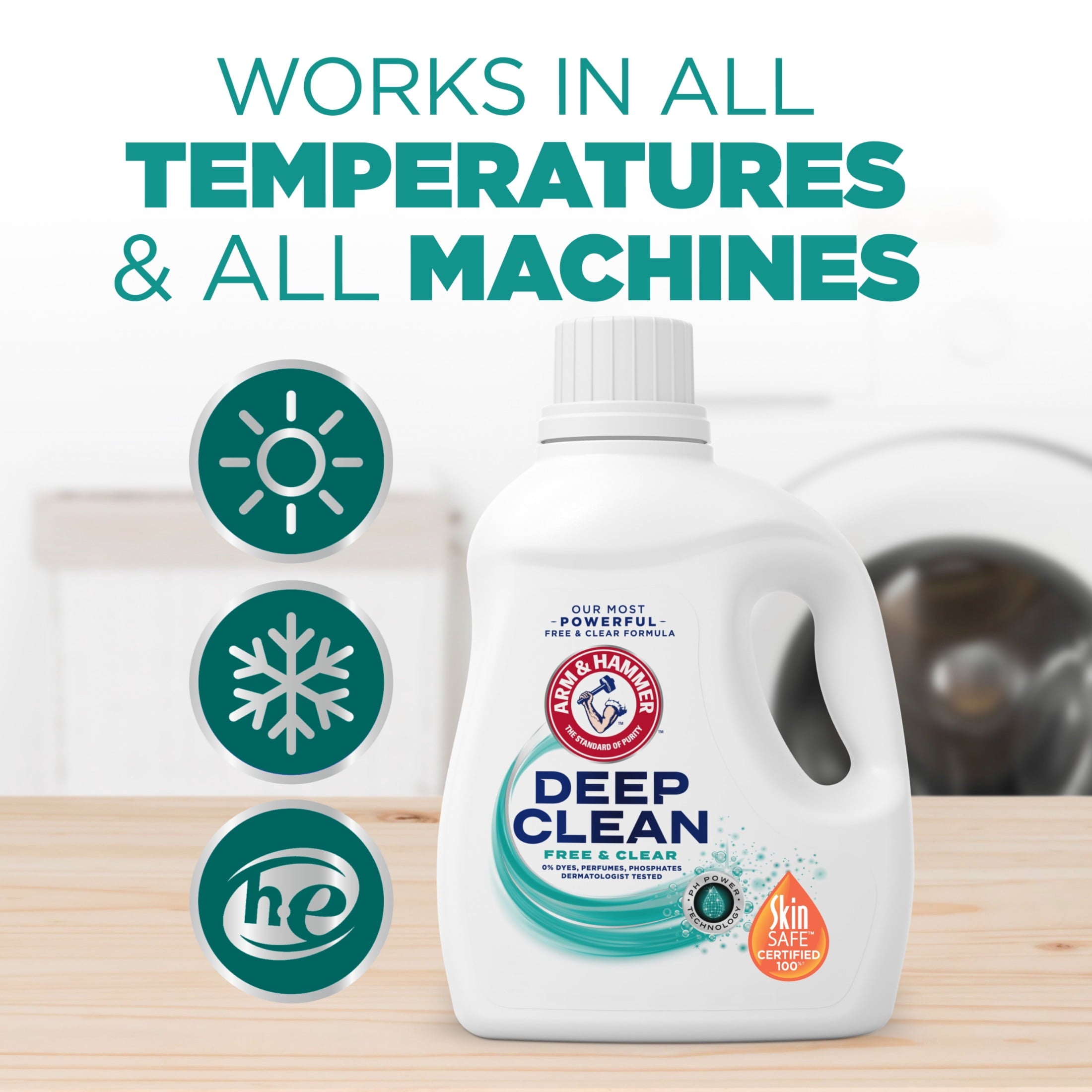 ARM & HAMMER Deep Clean Free & Clear Liquid Laundry Detergent - 75 Fl oz, 50 Loads - 6-Pack