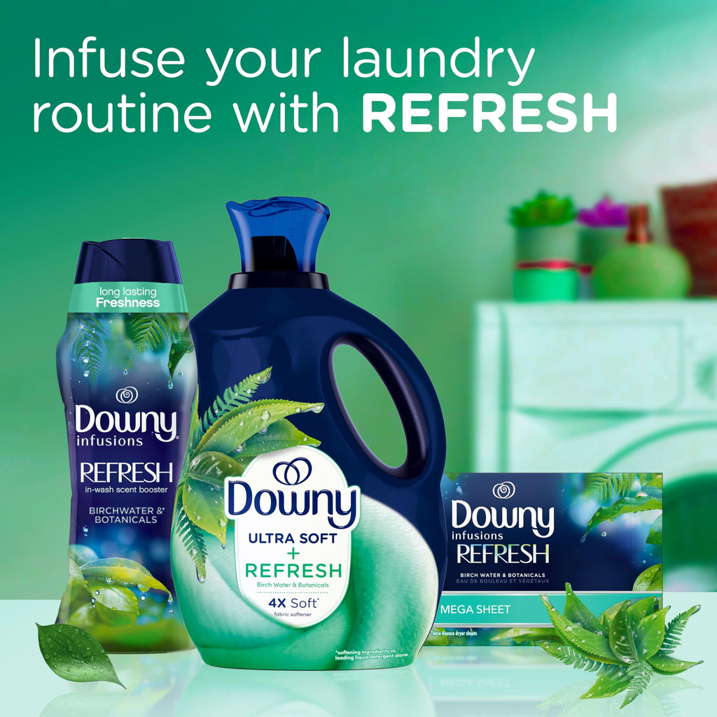 Downy Ultra Soft Fabric Softener Liquid - Refresh, Birch Water and Botanicals, 26 fl oz, 39 Loads