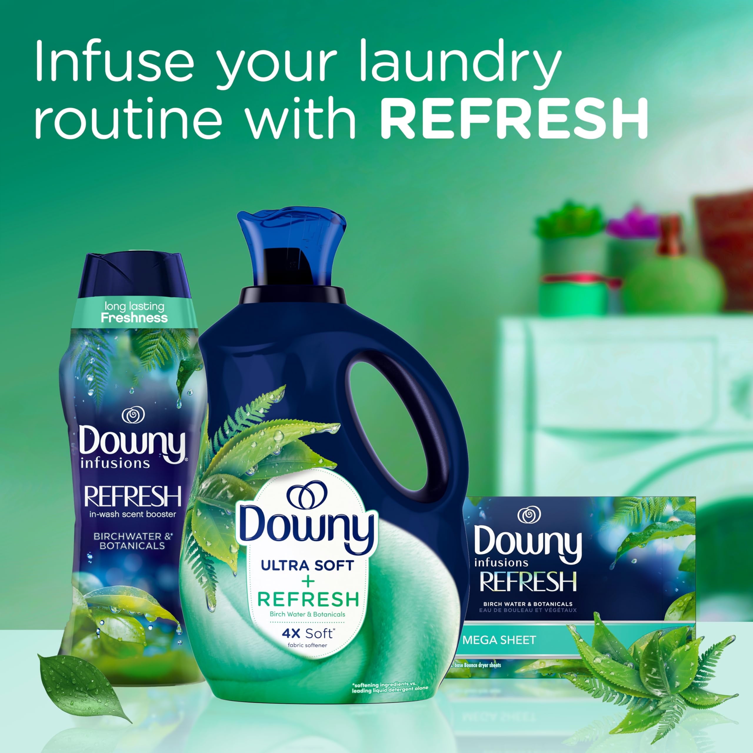 Downy Ultra Soft Fabric Softener Liquid - Refresh, Birch Water and Botanicals, 26 fl oz, 39 Loads