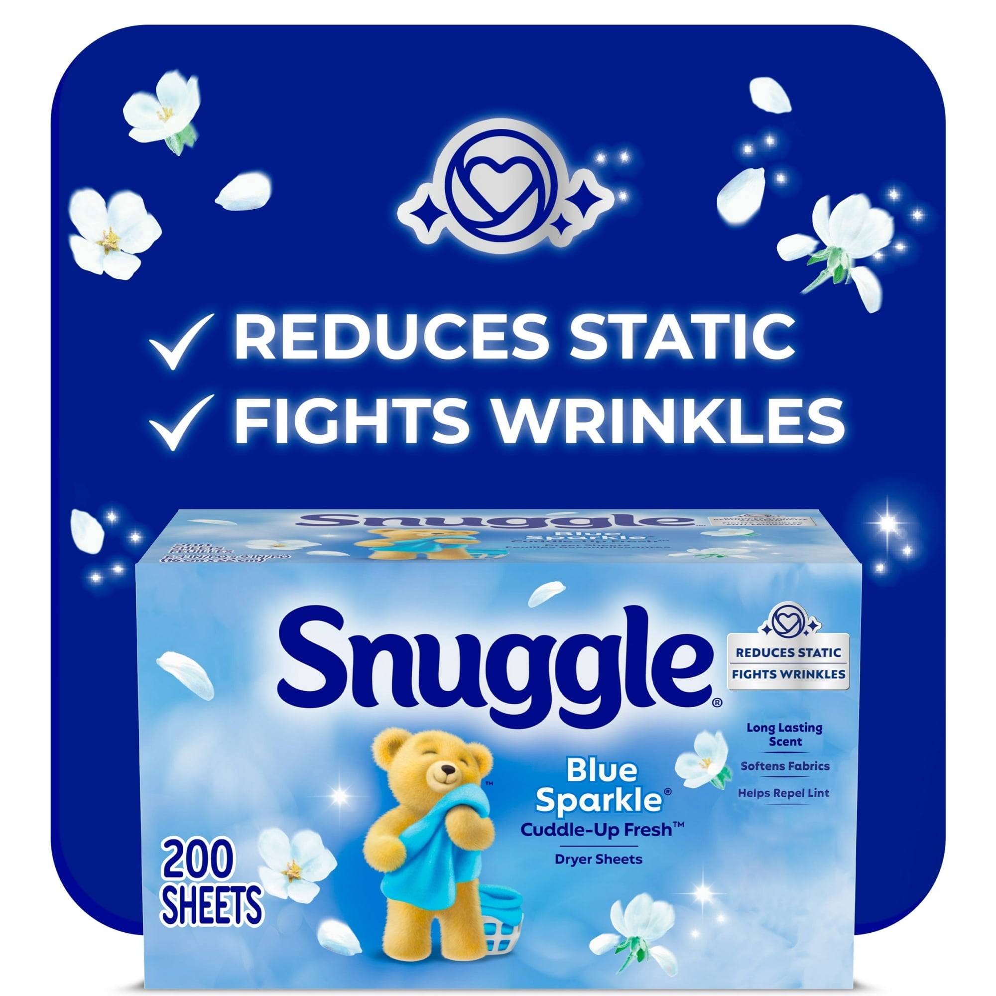 Snuggle Fabric Softener Sheets - Blue Sparkle, 200 Count 1 Pack
