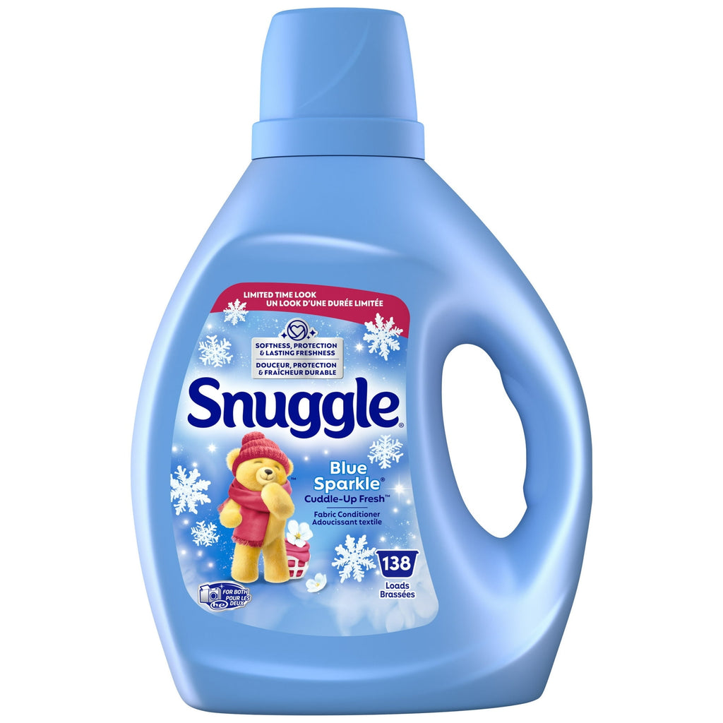 Snuggle Liquid Fabric Softener Blue Sparkle 93.8 oz - 138 Loads with Microfiber Solid Color Towel by BundleEase