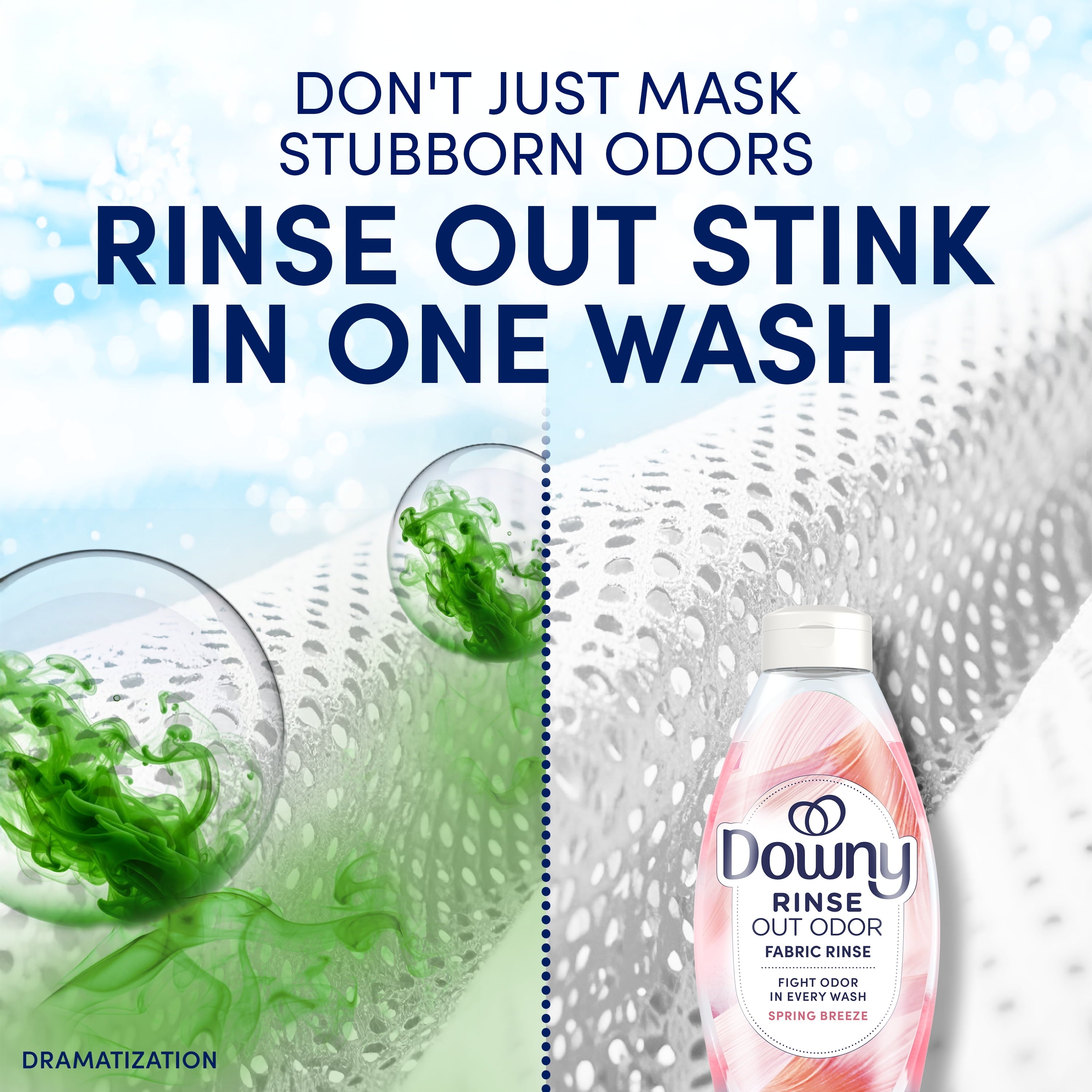 Downy Rinse Out Odor Laundry Rinse - Tackles Tough Odors and Refreshes, Spring Breeze Scent, 36.7 fl oz