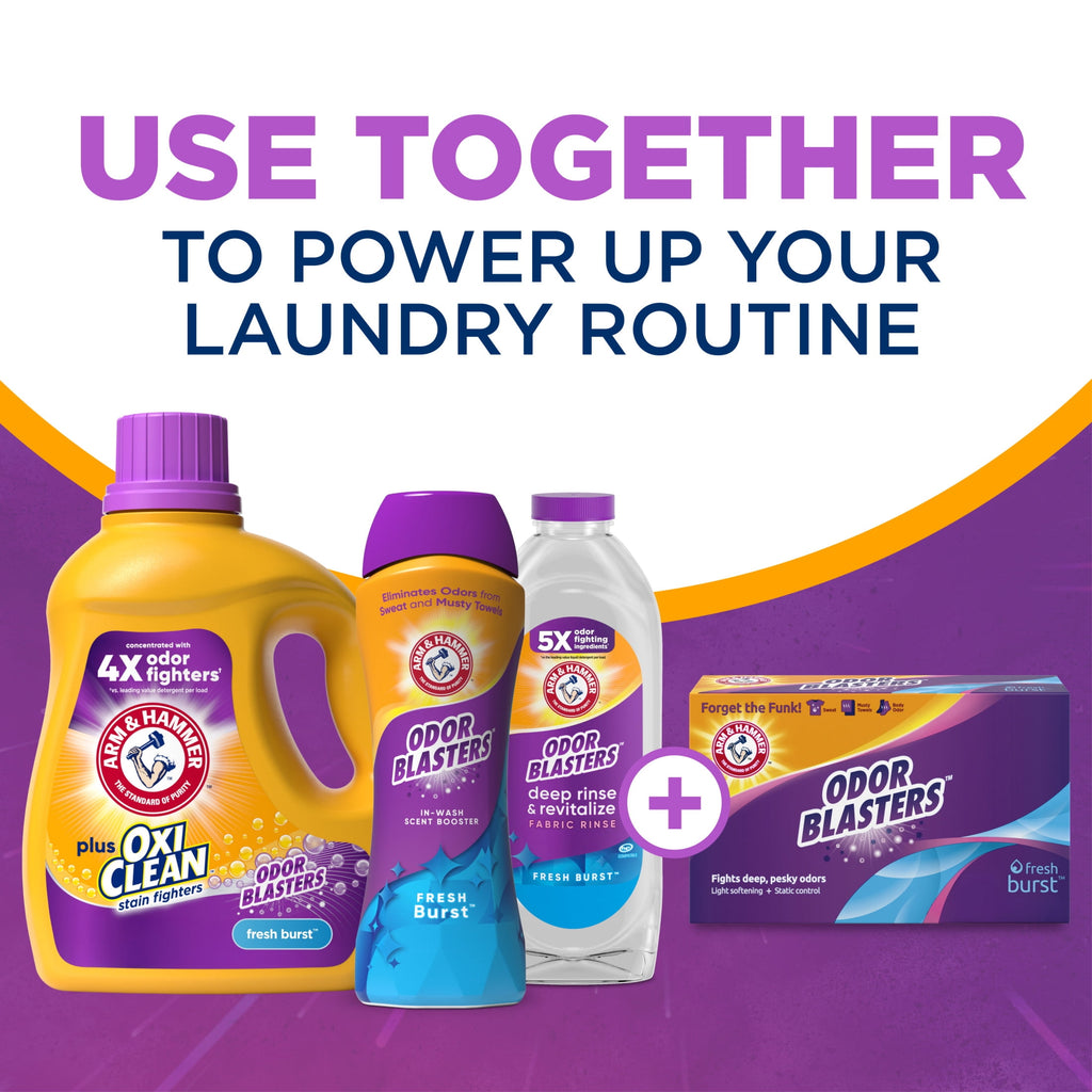 ARM & HAMMER Plus OxiClean with Odor Blasters Liquid Laundry Detergent - Fresh Burst, 96.2 Fl Oz