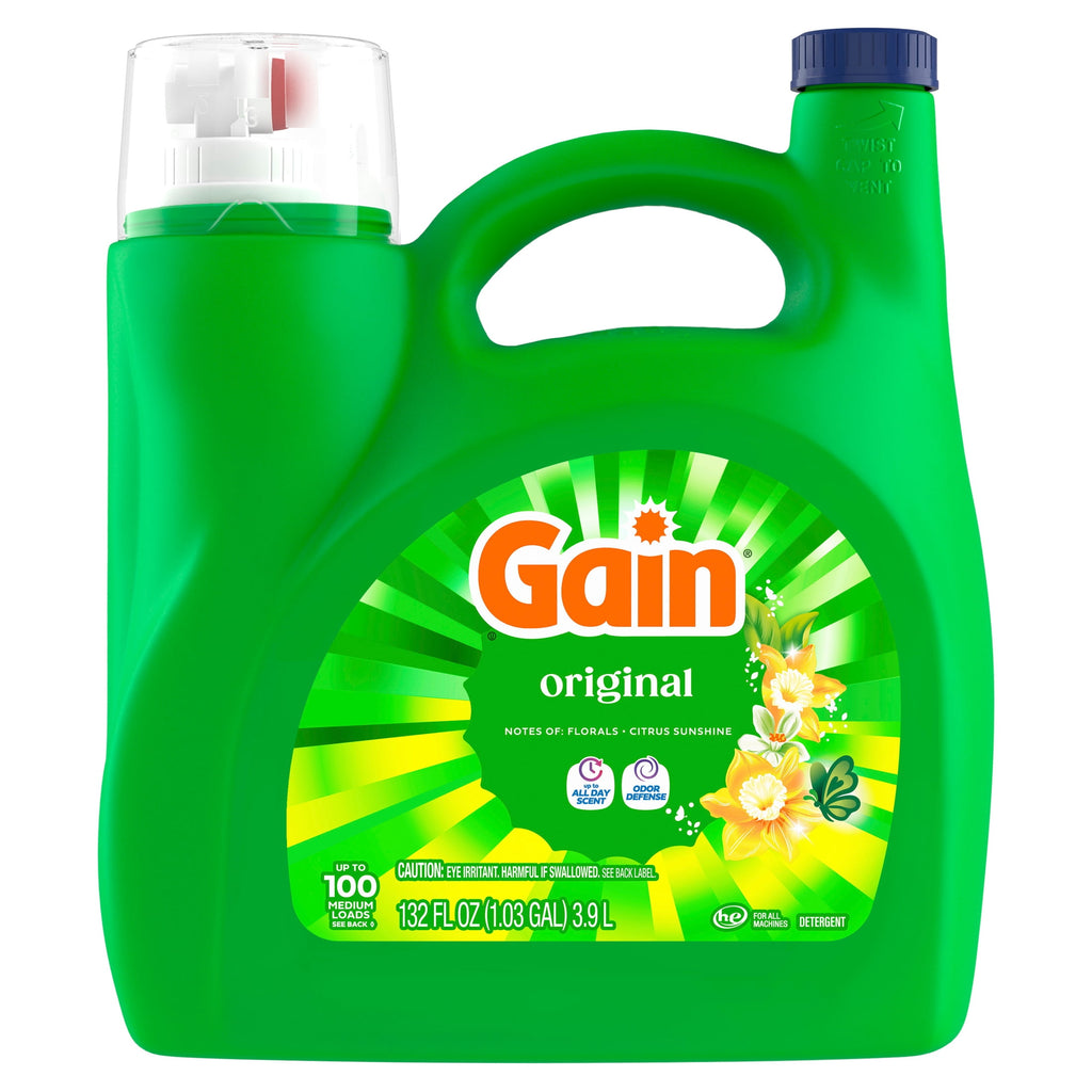 Gain Laundry Detergent Liquid - Now with Odor Defense, Original Scent, 132 fl oz, 100 Loads