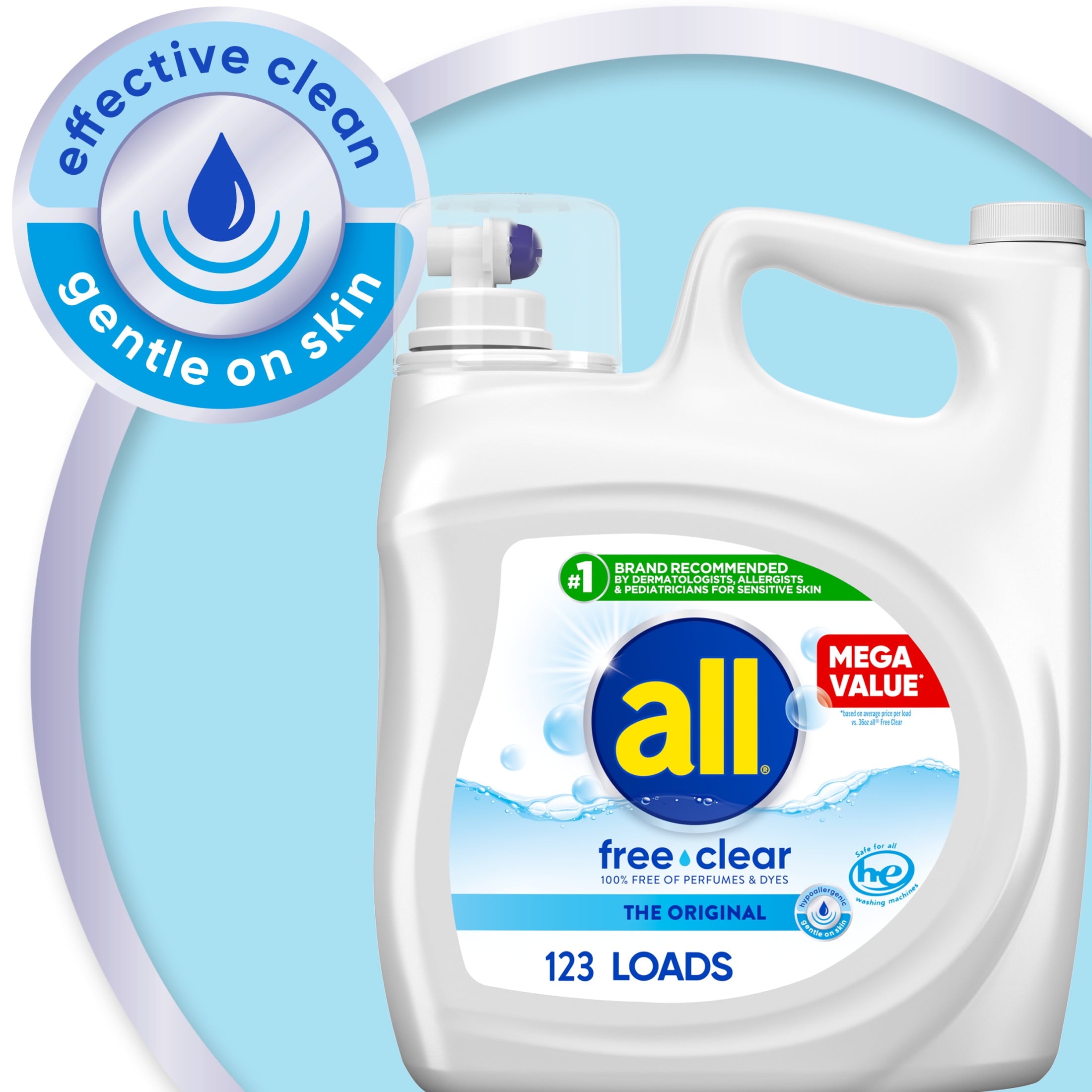 all Free Clear Liquid Laundry Detergent - 184.5 oz, 123 Loads