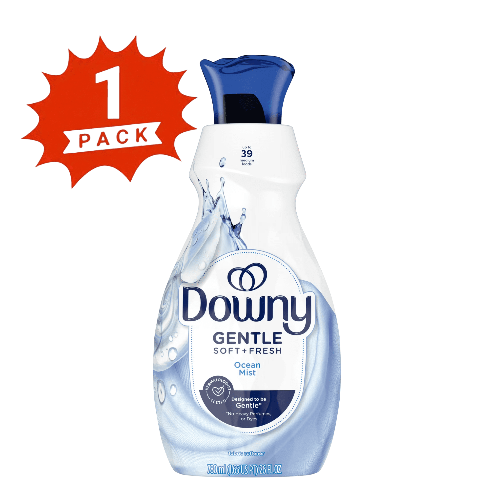 Downy Ocean Mist Gentle Soft + Fresh Liquid Fabric Softener & Conditioner - 26 fl oz, 39 Loads (1-Pack)