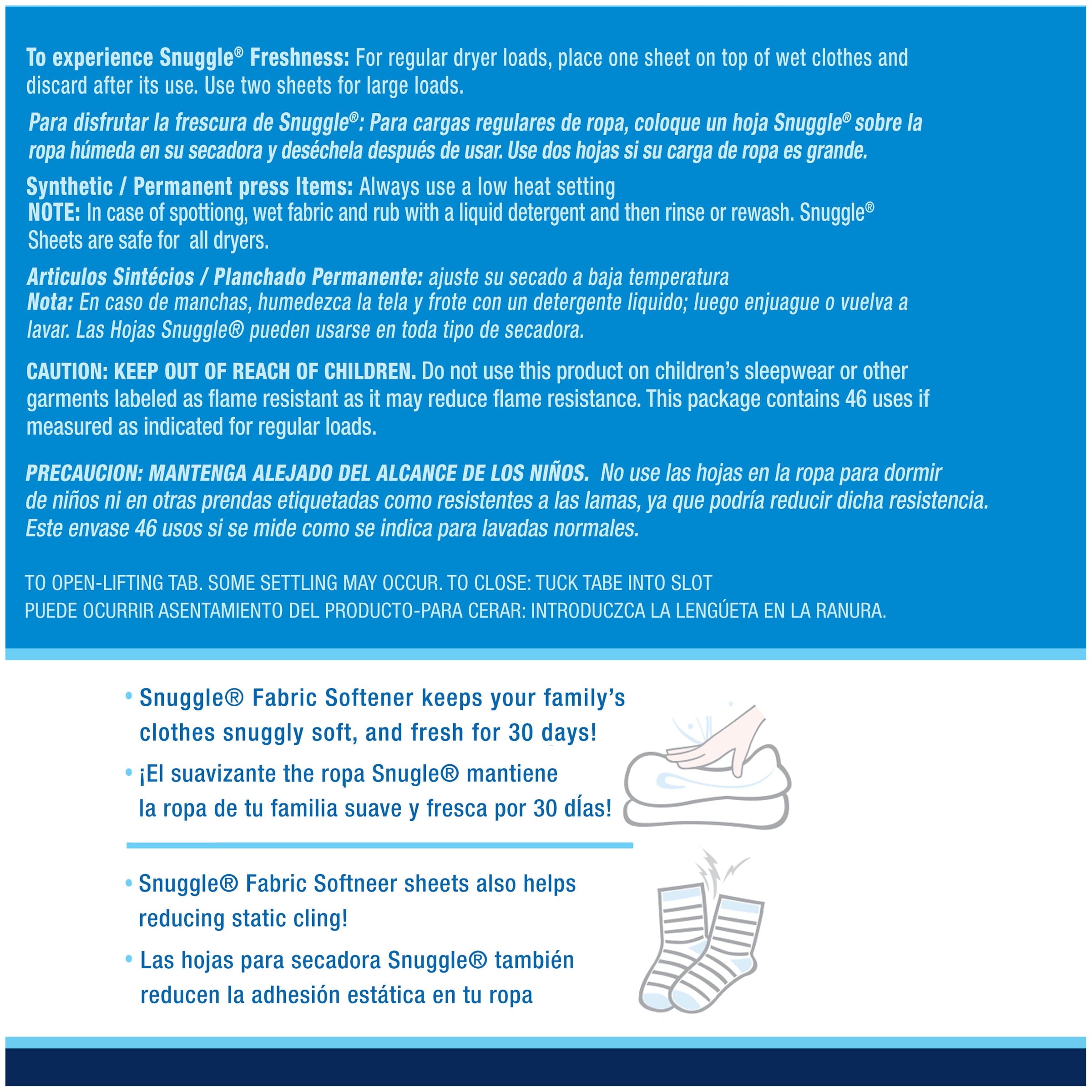 Snuggle Fabric Softener Dryer Sheets - Blue Sparkle, 46 Count