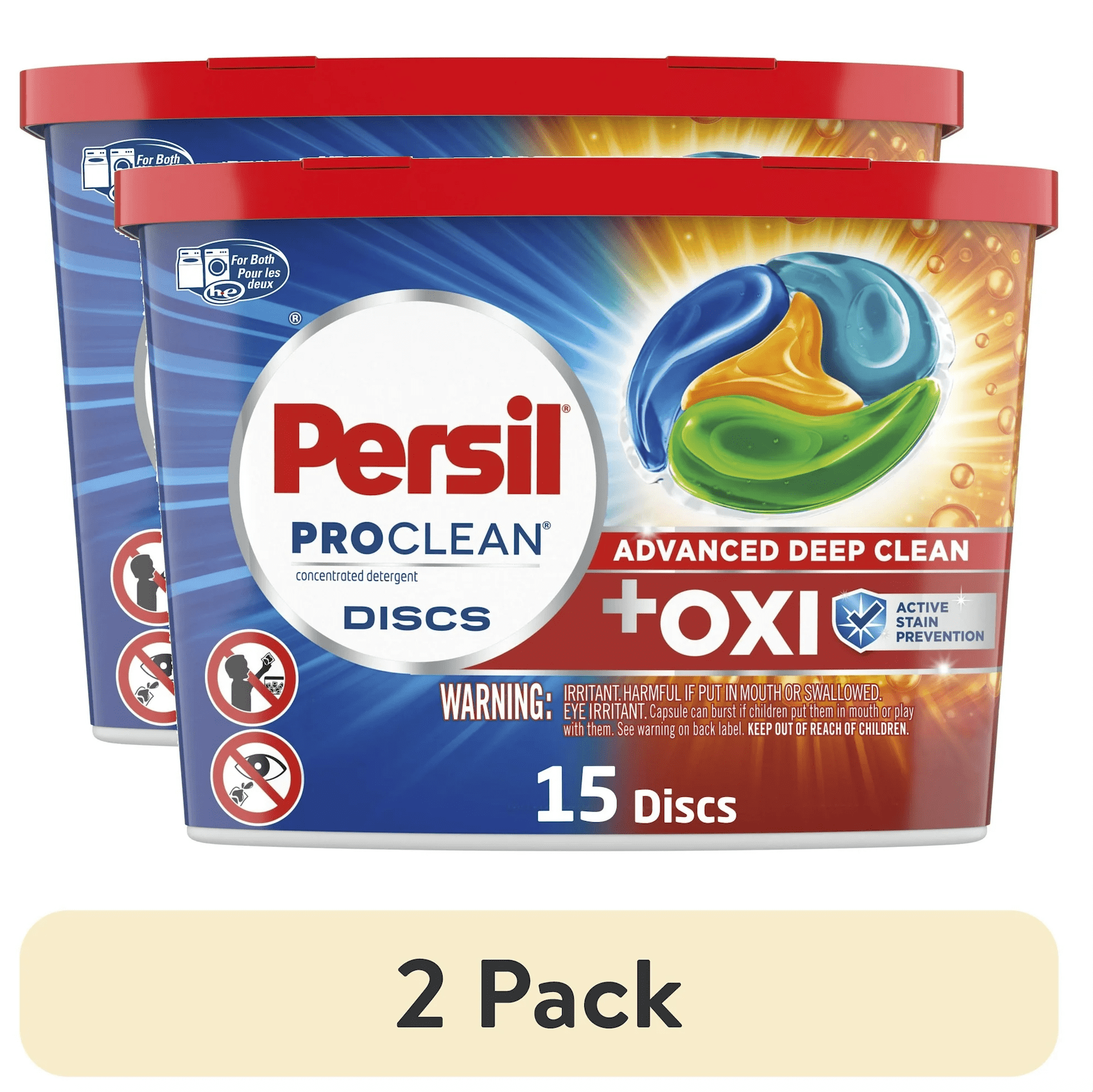 Persil Discs Laundry Detergent Pacs - Oxi, 15 Count - 2-Pack