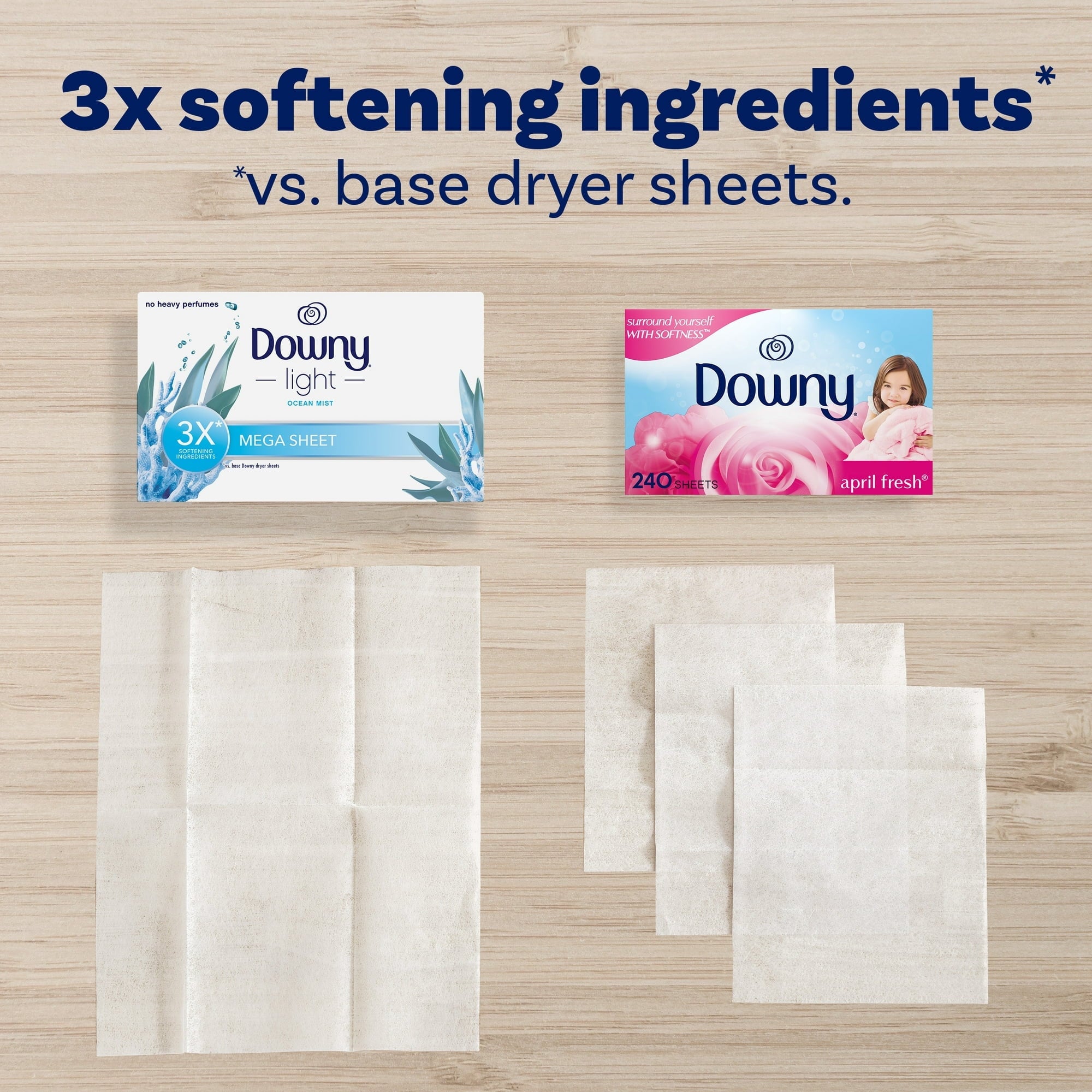 Downy Light Mega Dryer Sheets - Ocean Mist, 80 Count (4 Pack)