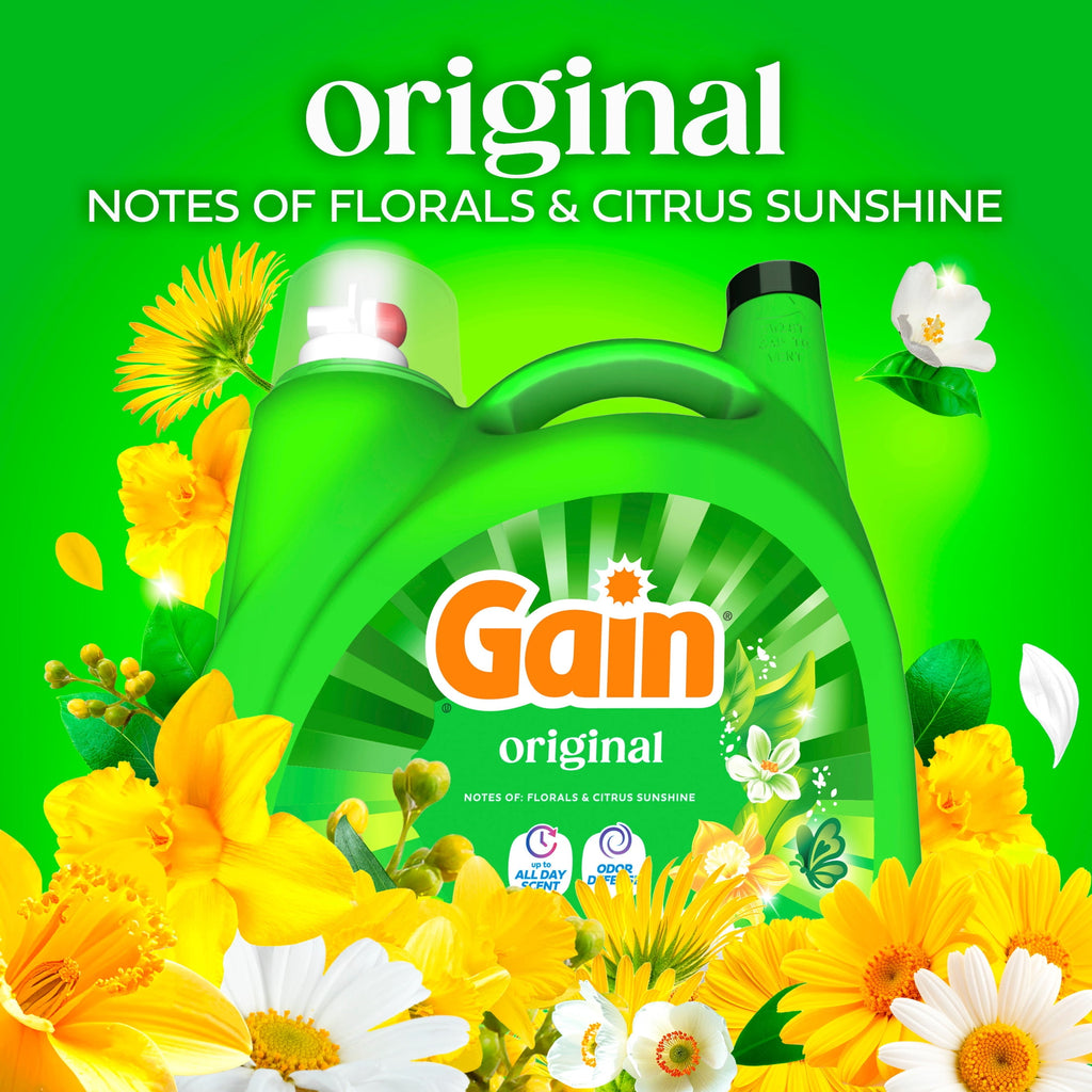 Gain Laundry Detergent Liquid - Now with Odor Defense, Original Scent, 132 fl oz, 100 Loads