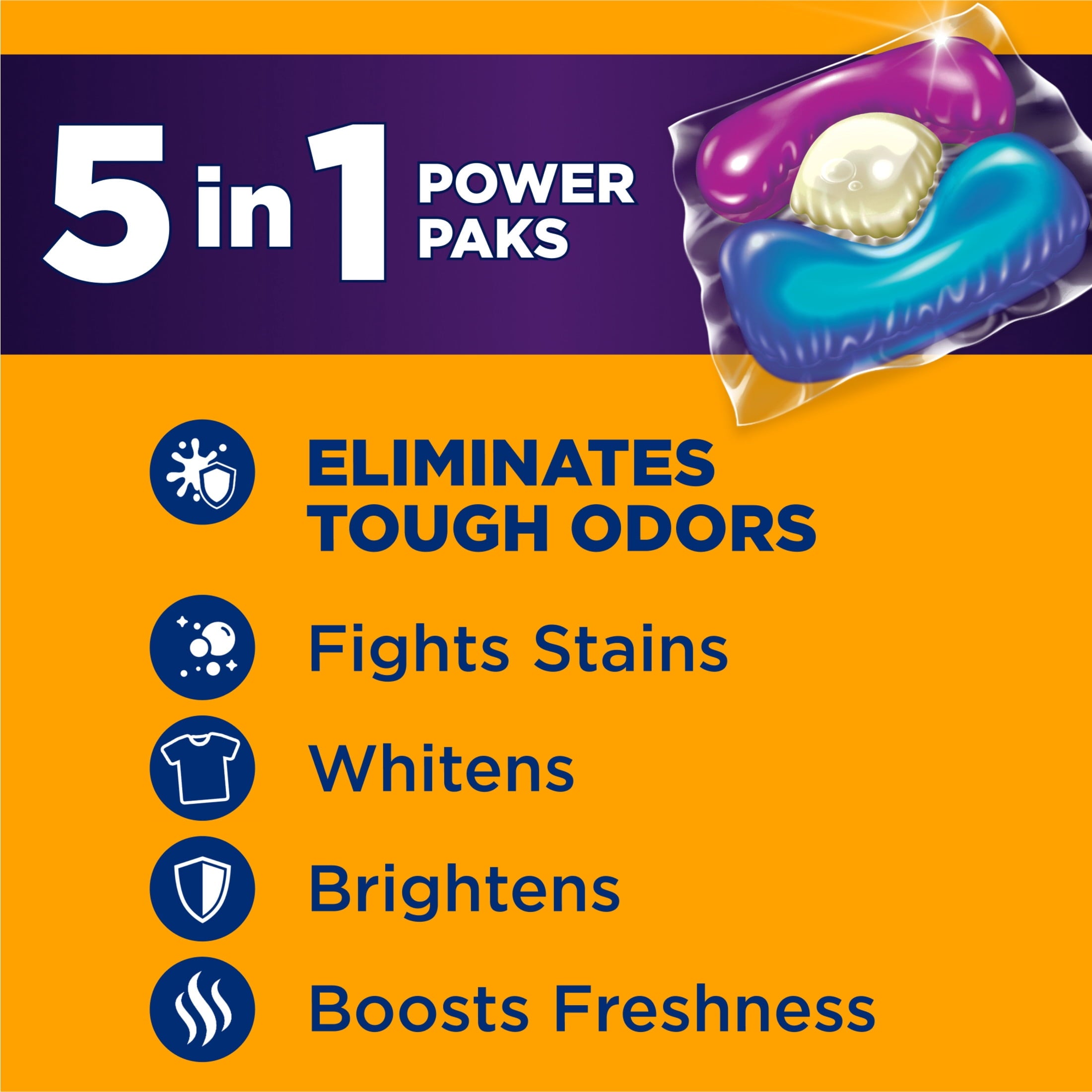 ARM & HAMMER Plus OxiClean With Odor Blasters Laundry Detergent - 5-IN-1 Power Paks, 72 Count