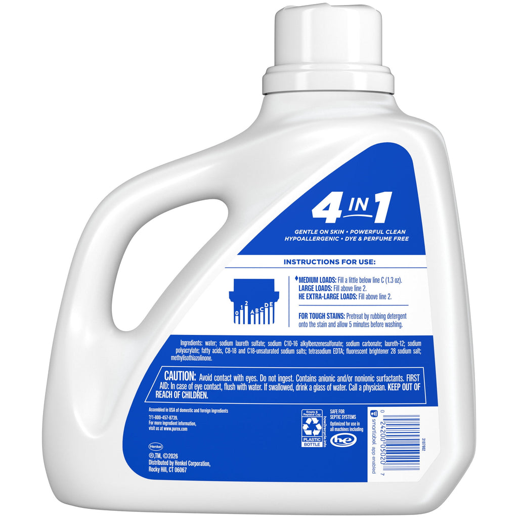 Purex Free & Clear Liquid Detergent - Sensitive Skin, 150 fl oz, 115 loads