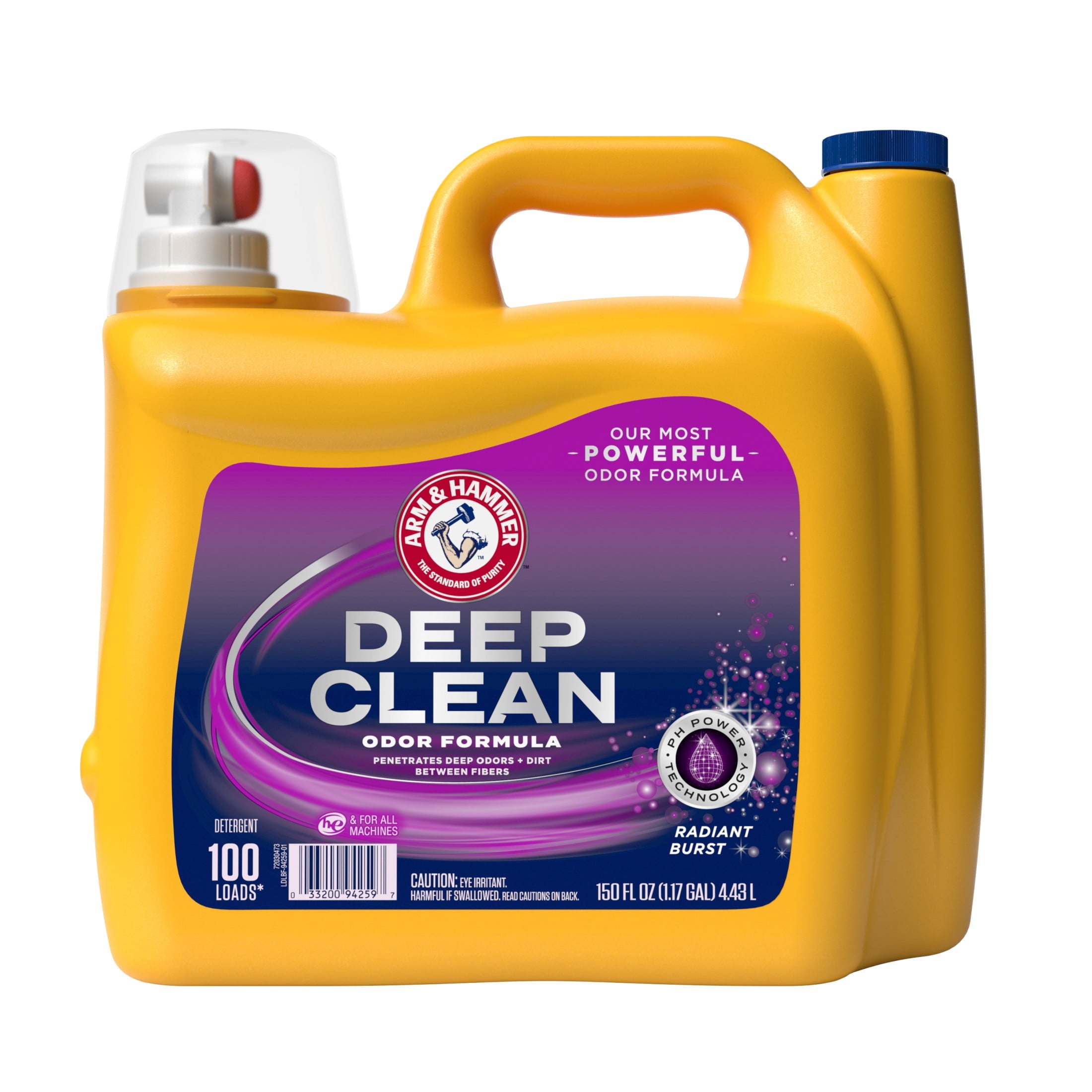 ARM & HAMMER Deep Clean Odor Formula Liquid Laundry Detergent - Radiant Burst, 150 Fl Oz