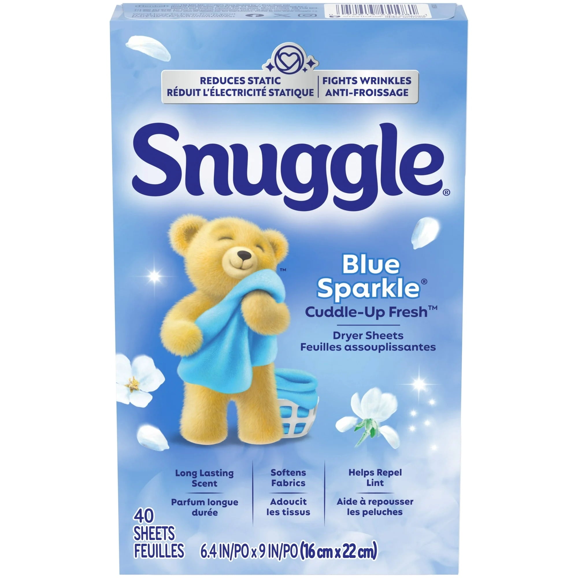 Snuggle Fabric Softener Value Bundle – Blue Sparkle Liquid 176 fl oz (259 Loads) & Dryer Sheets 40 Count – Free Shipping