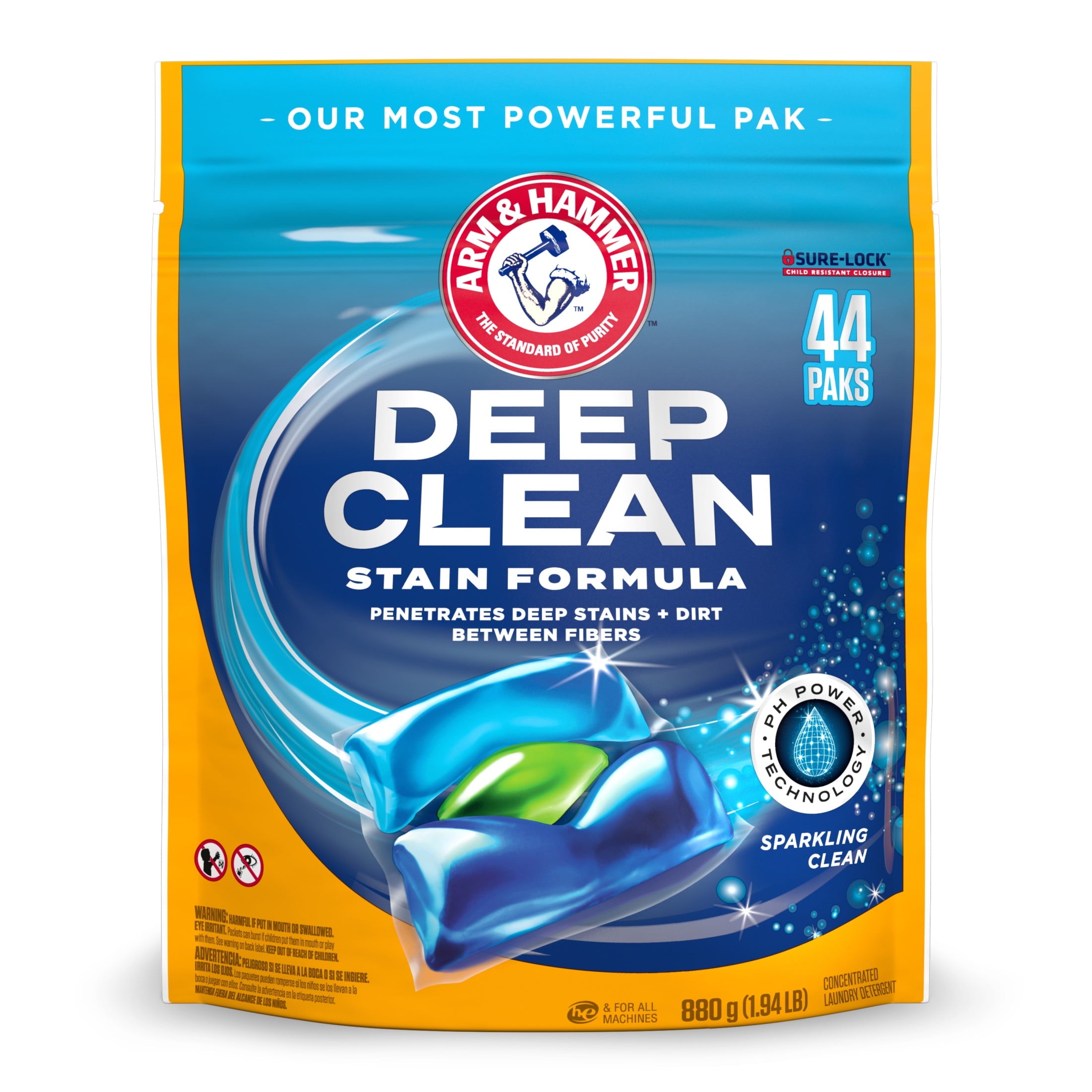 ARM & HAMMER™ Deep Clean Stain Formula Detergent Power Paks - Sparkling Clean Scent, 44 Count - 4-Pack