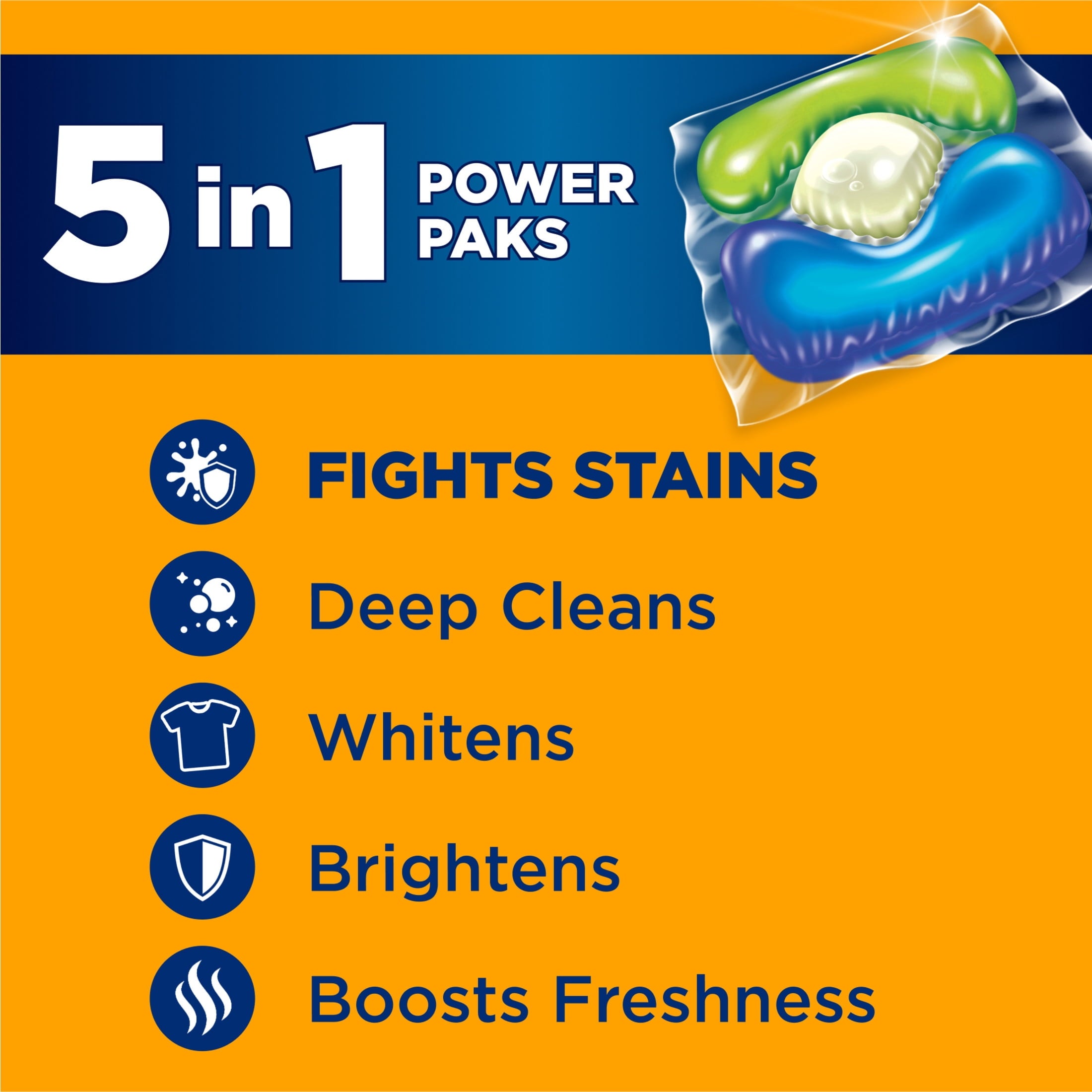 ARM & HAMMER Plus OxiClean Stain Fighters: 5-in-1 Laundry Detergent Power Paks - Fresh Scent, 72 Count
