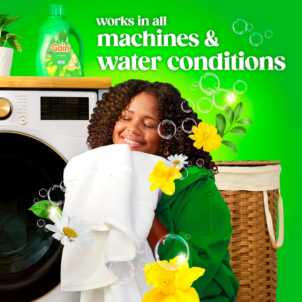 Gain Laundry Detergent Liquid - Now with Odor Defense, Original Scent, 132 fl oz, 100 Loads