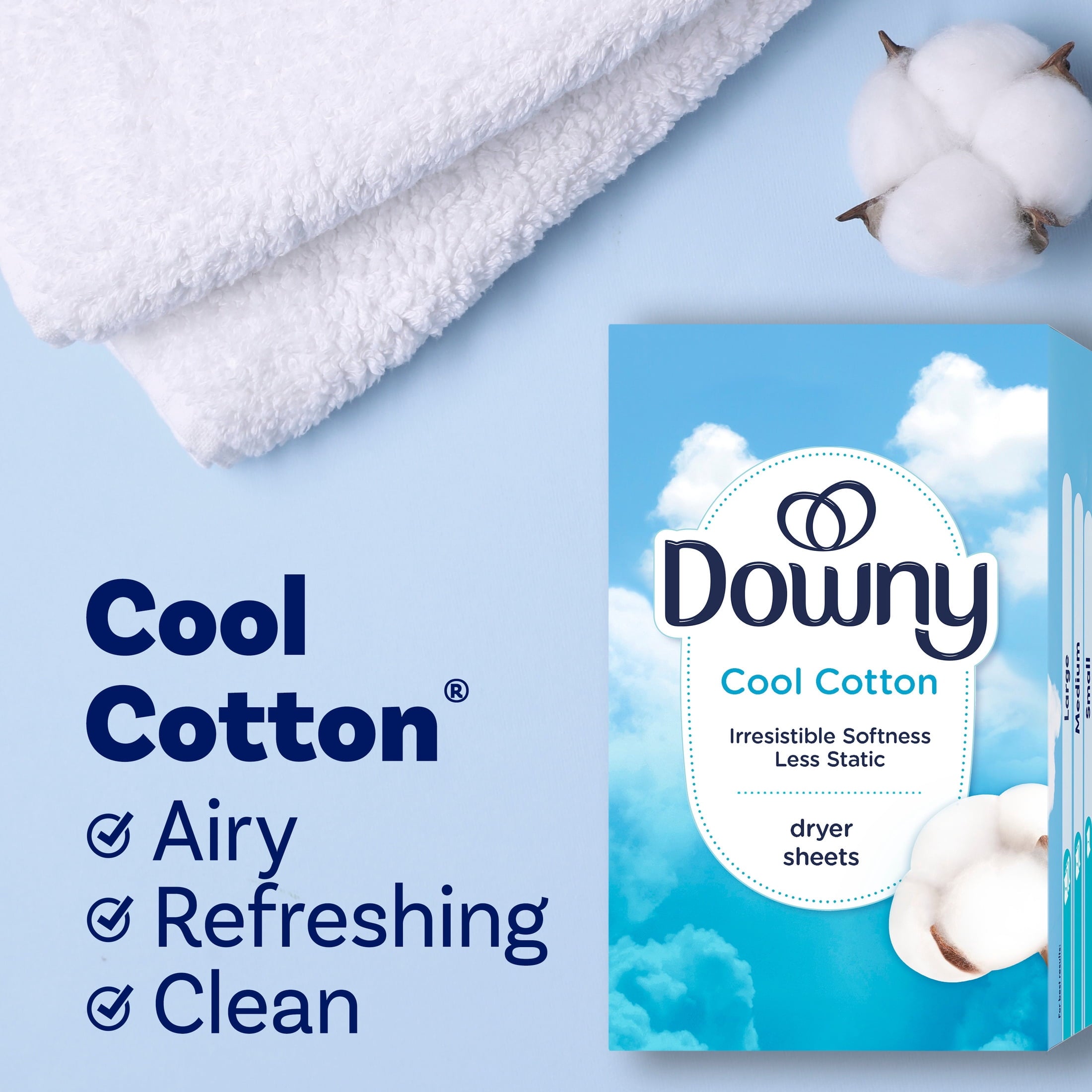 Downy Fabric Softener Dryer Sheets - Cool Cotton Scent, 240 Count