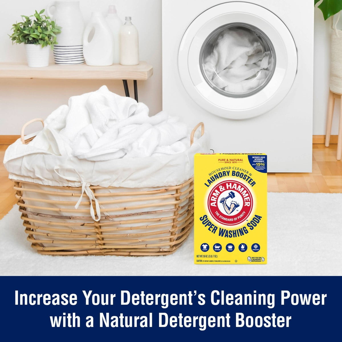 Arm & - Hammer Super Washing Soda Household Cleaner and Laundry Booster - 55oz: Bleach-Free, Phosphate-Free, Powder, Unscented