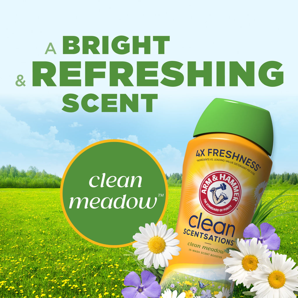ARM & HAMMER Clean Scentsations Scent Booster - Laundry Beads Alternative, Clean Meadow scent, 24 Oz - 4-Pack