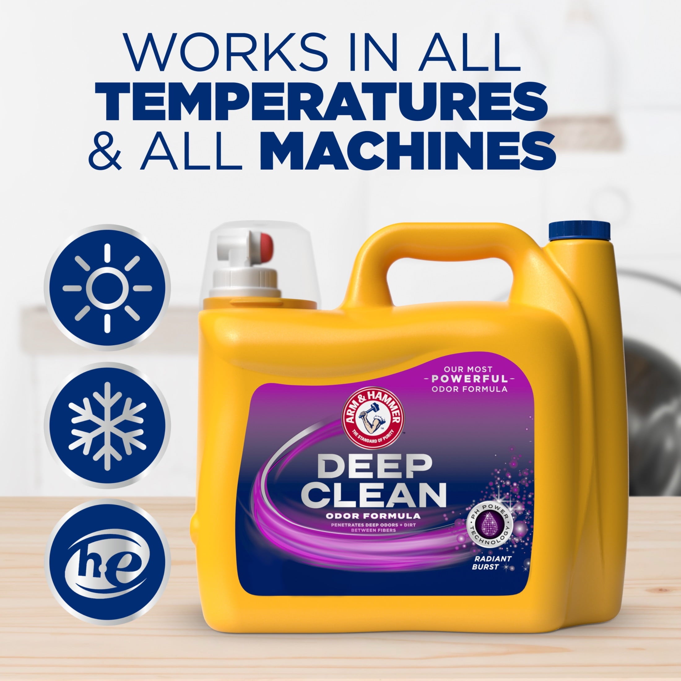 ARM & HAMMER Deep Clean Odor Formula Liquid Laundry Detergent - Radiant Burst, 150 Fl Oz