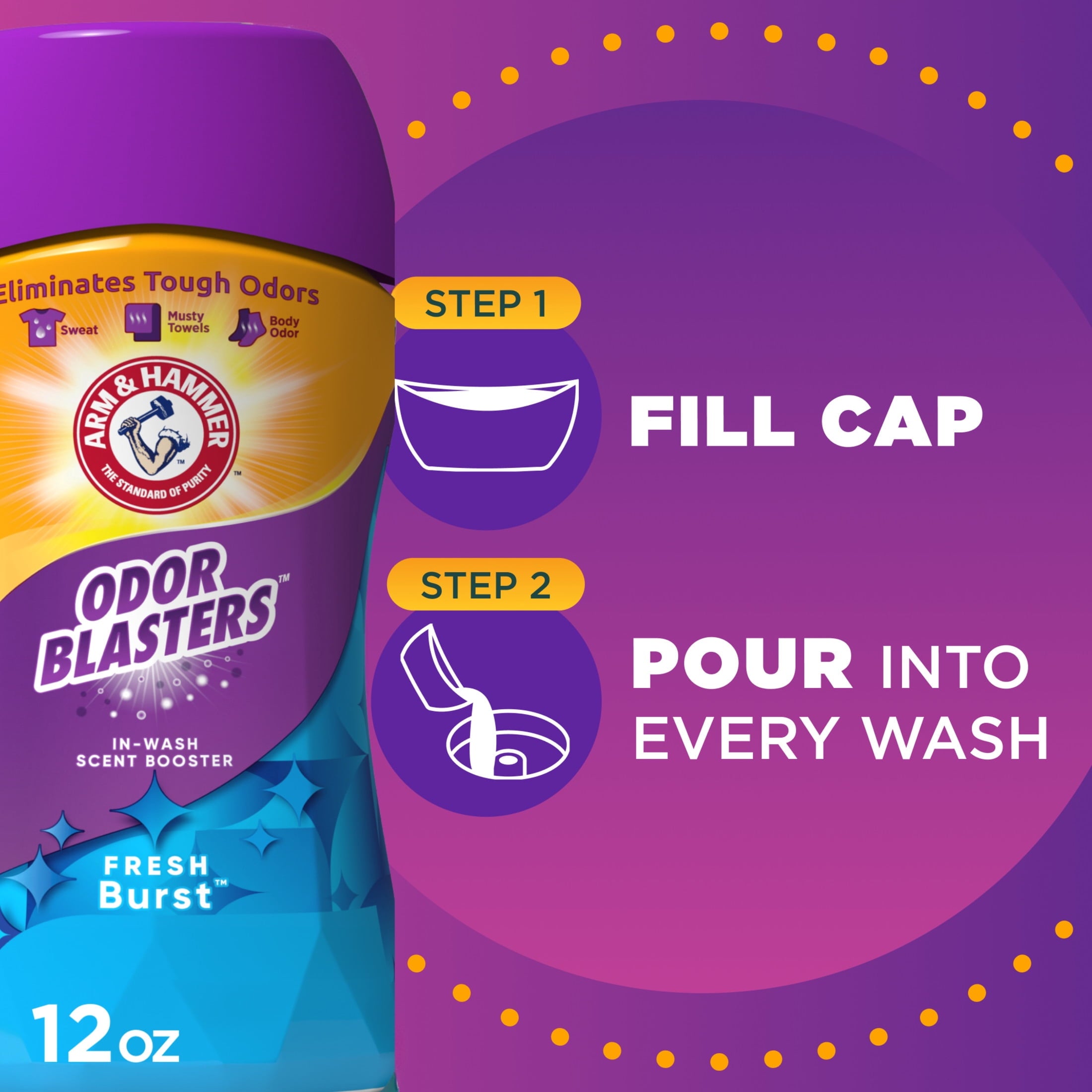 ARM & HAMMER Odor Blasters In-Wash Scent Booster - Laundry Scent Booster Fresh Burst Scent, 12 Oz - 6-Pack
