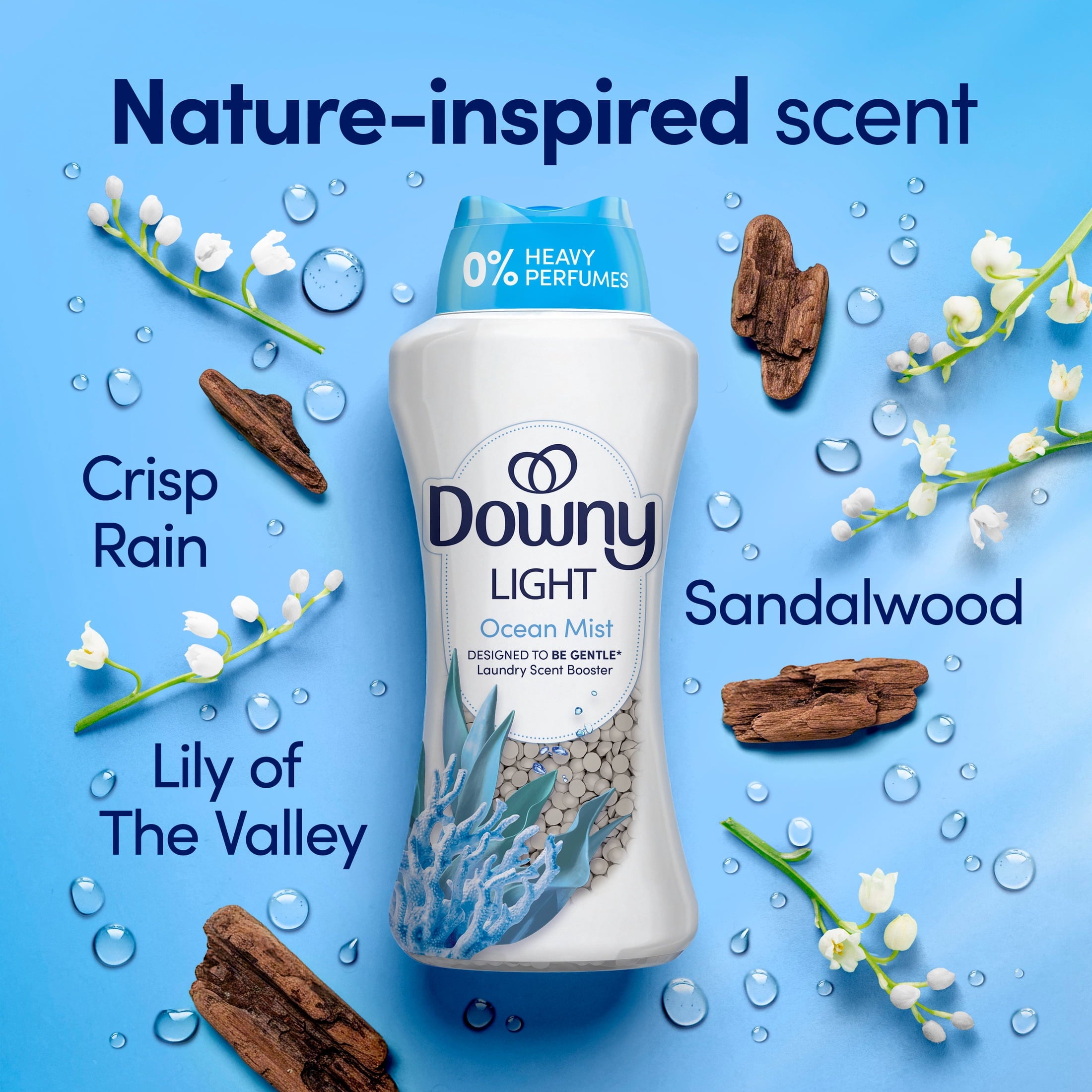 Downy Laundry Scent Beads - Light In-Wash Scent Booster, No Heavy Perfumes, Ocean Mist Scent, 30.1 oz