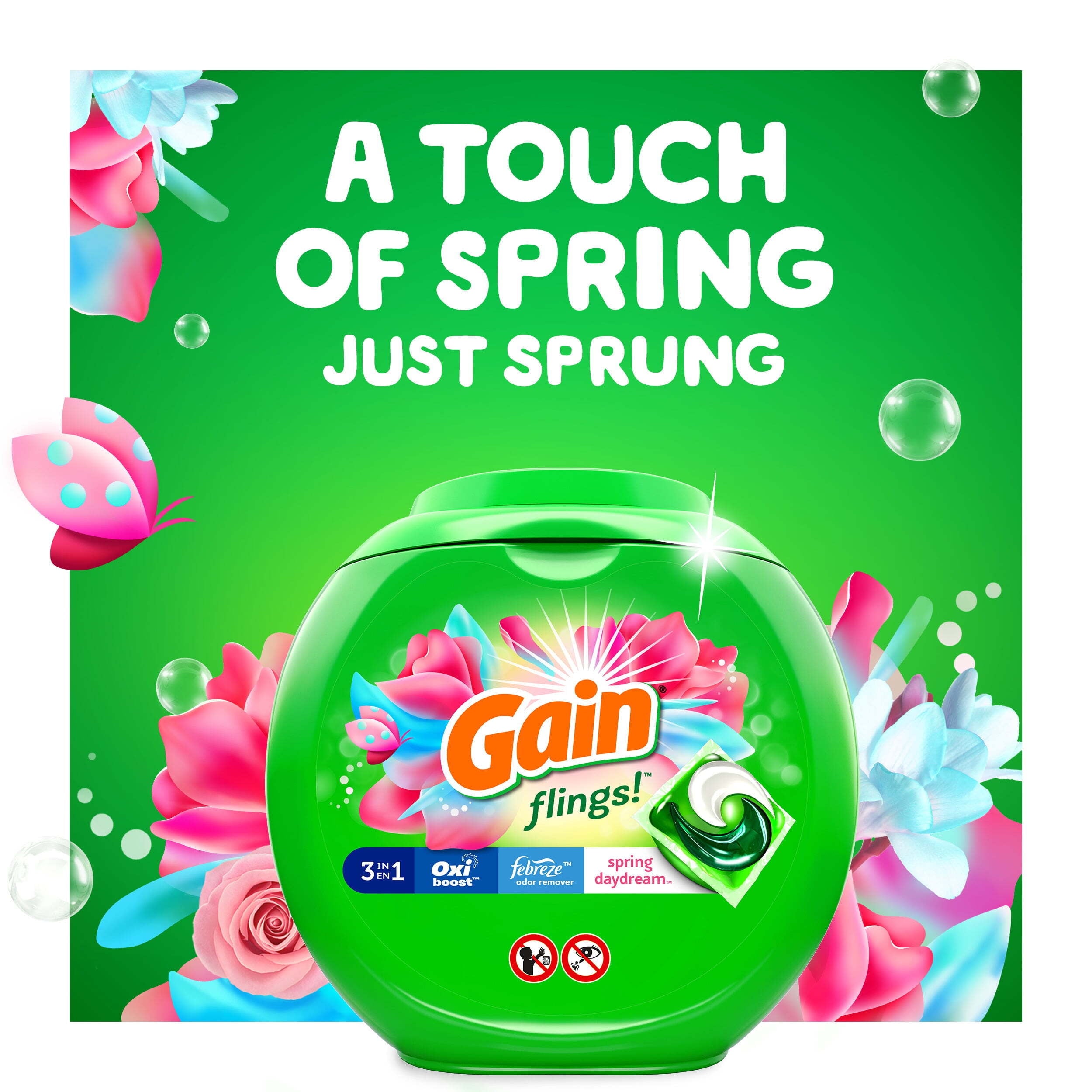 Gain Liquid Laundry Detergent Soap - HE Compatible, Long Lasting and Spring Daydream Scent, 112 Count