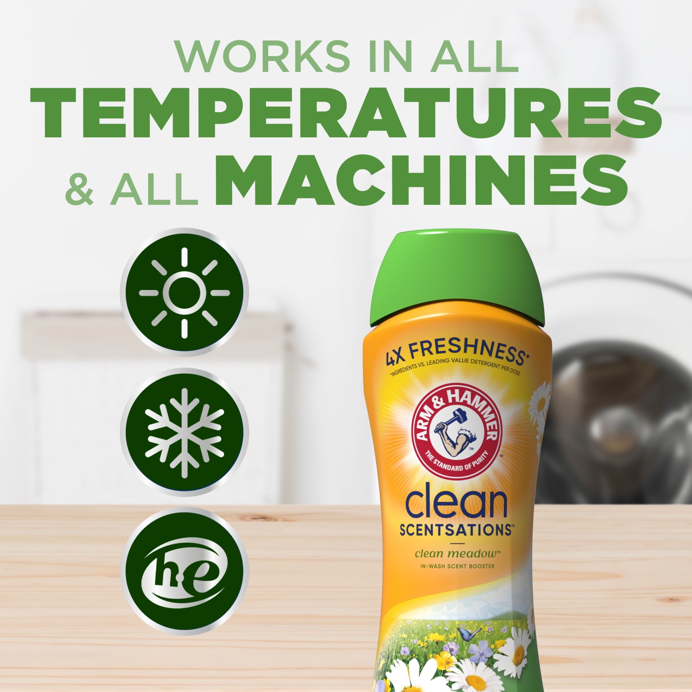 ARM & HAMMER Clean Scentsations Scent Booster - Laundry Beads Alternative, Clean Meadow scent, 24 Oz - 4-Pack