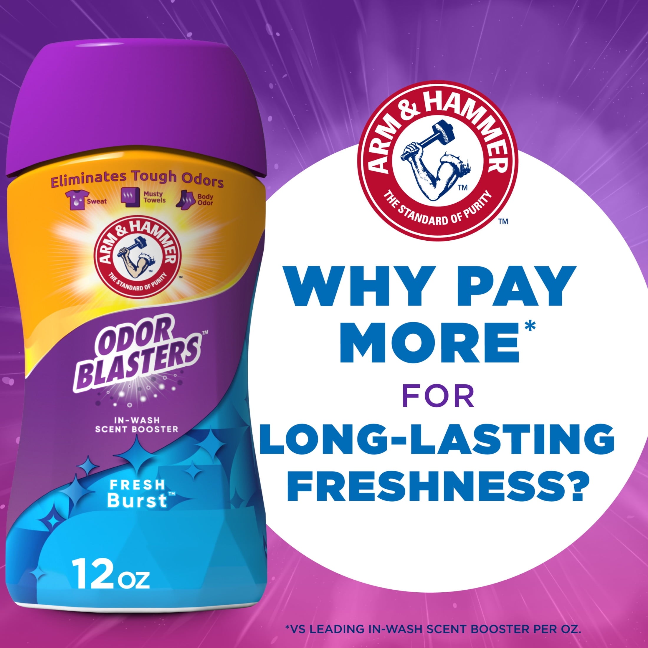 ARM & HAMMER Odor Blasters In-Wash Scent Booster - Laundry Scent Booster Fresh Burst Scent, 12 Oz - 6-Pack