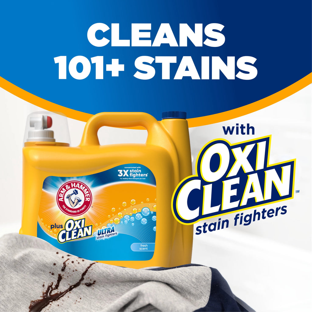 ARM & HAMMER Plus OxiClean Ultra Stain Fighters Liquid Laundry Detergent - Fresh Scent 158.6 Fl Oz