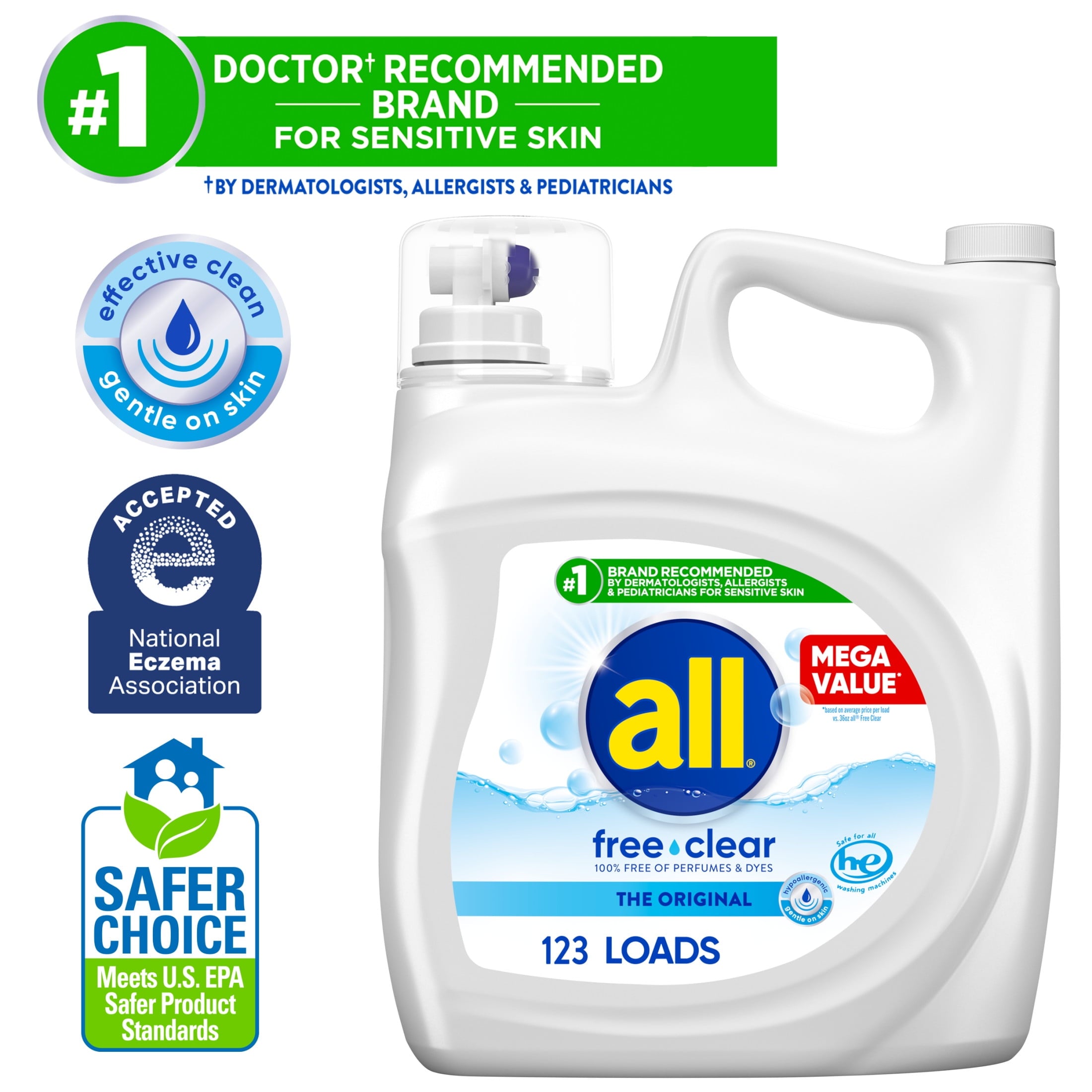 all Free Clear Liquid Laundry Detergent - 184.5 oz, 123 Loads