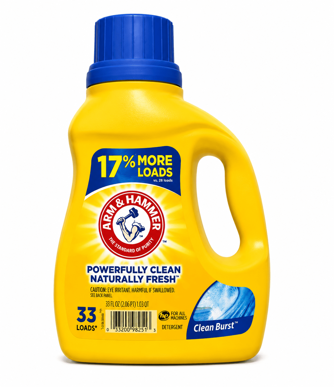 Arm & Hammer Clean Burst Liquid Laundry Detergent with Baking Soda - Clean Burst Scent, 33 fl oz, 33 Loads