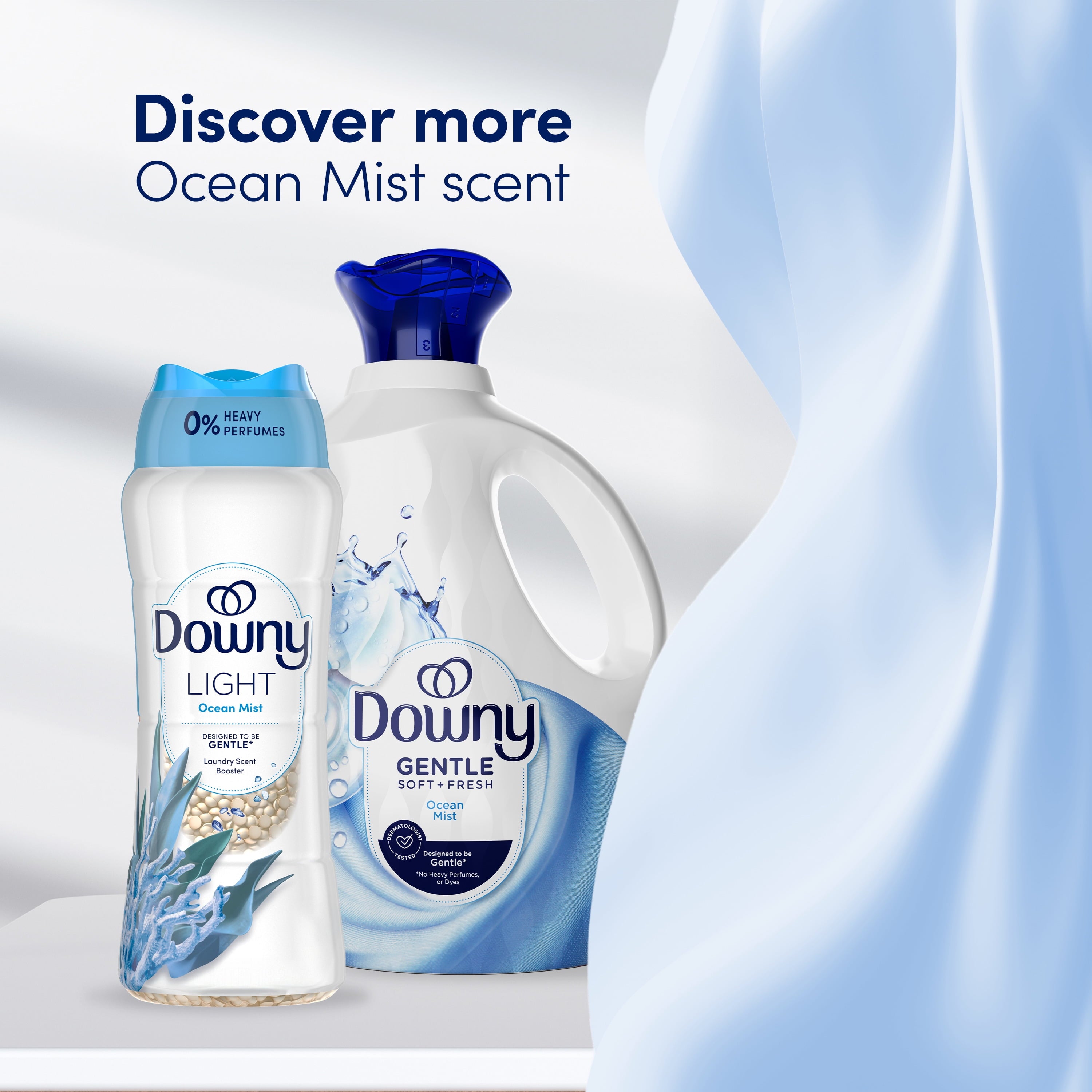Downy Light In-Wash Scent Booster Laundry Beads - No Heavy Perfumes, Ocean Mist Scent, 18.2 oz