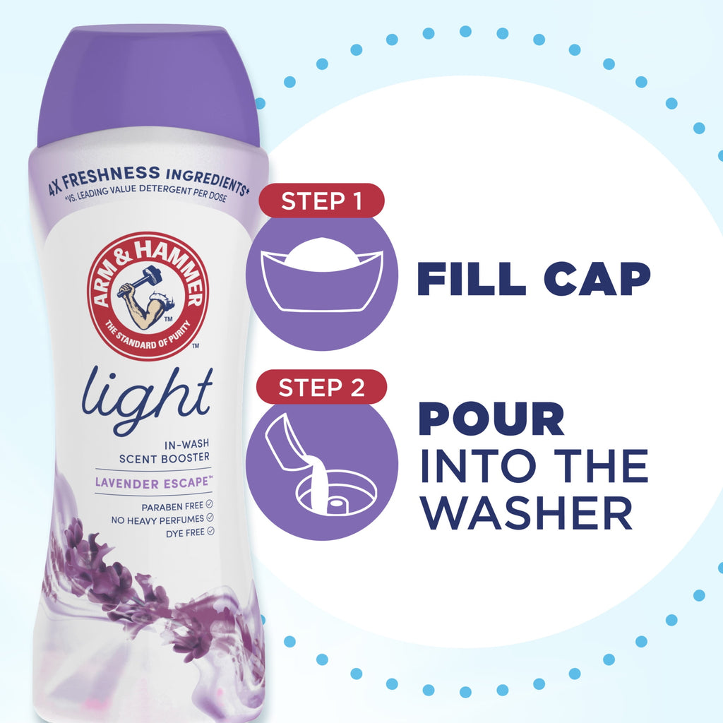 ARM & HAMMER Light In-Wash Scent Booster - Laundry Scent Booster Lavender Escape scent, 24 Oz - 4-Pack