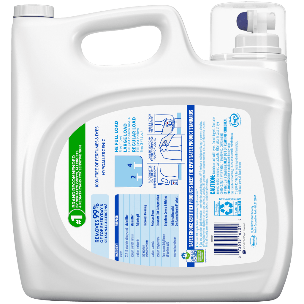 all Liquid Laundry Detergent Free Clear for Sensitive Skin - 250 Ounce, 166 Loads