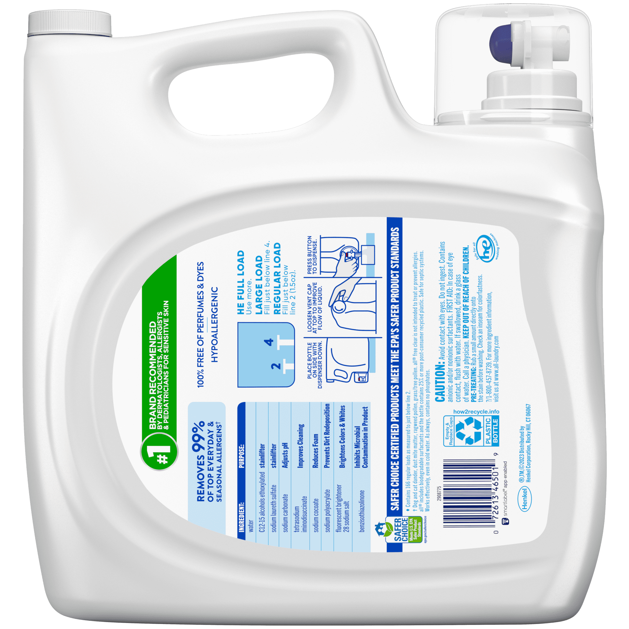 all Liquid Laundry Detergent Free Clear for Sensitive Skin - 250 Ounce, 166 Loads